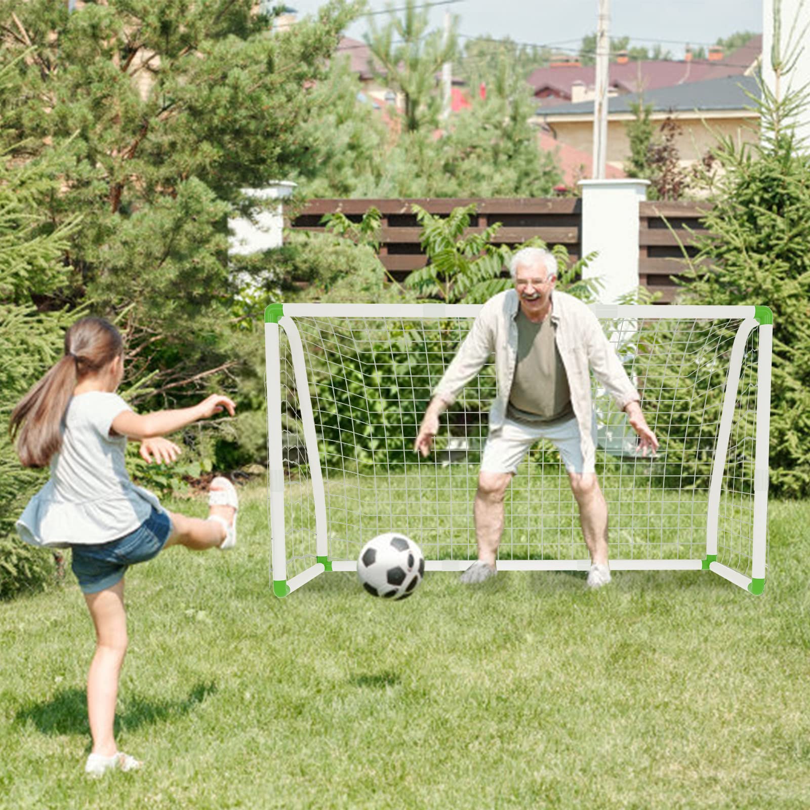 LARS360 Porta da calcio in PVC per bambini, giocattolo da giardino per bambini, per esterni, rimbalzo, porta da calcio da esterno per qualsiasi condizione atmosferica, facile da trasportare e montare