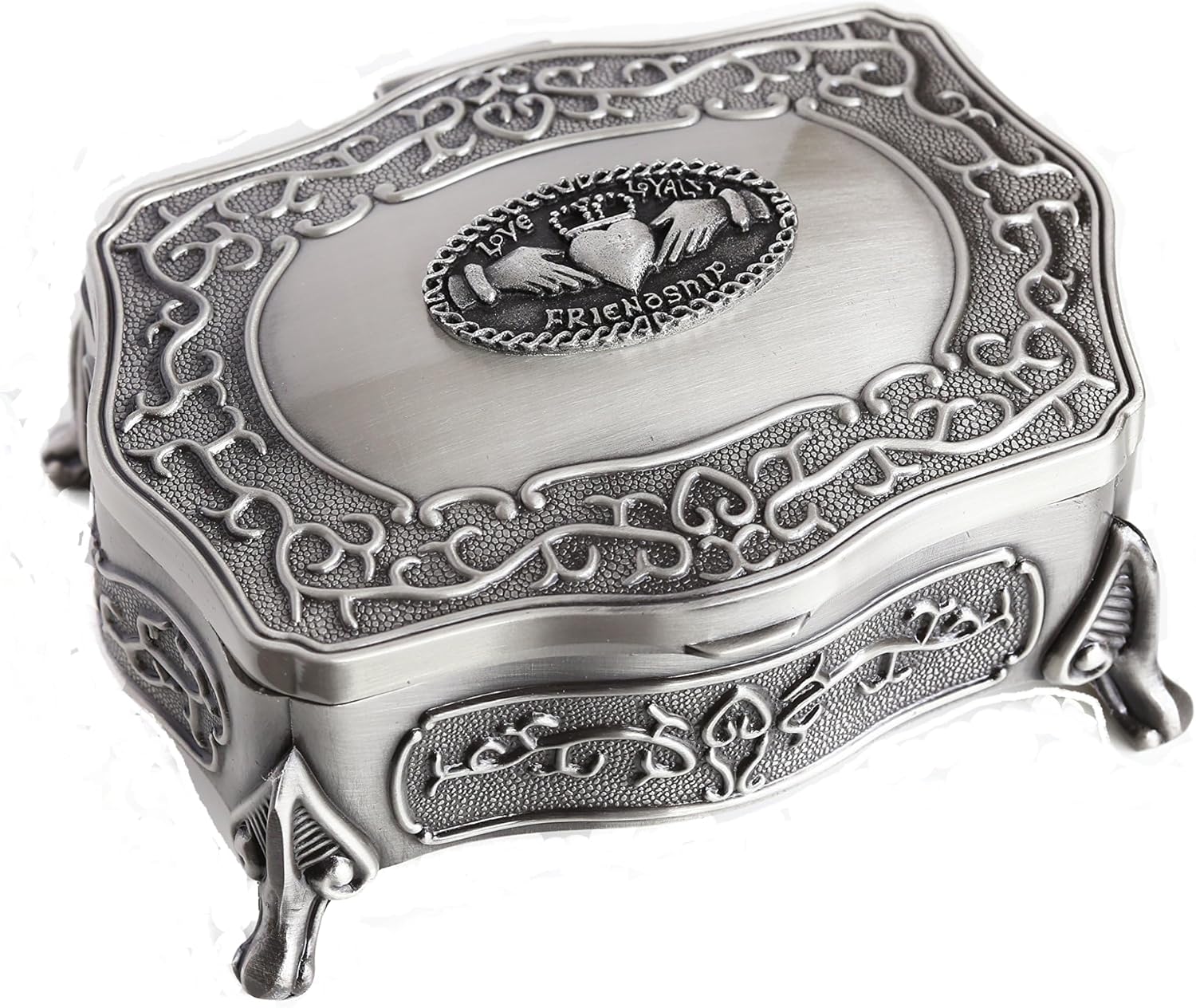 Biddy Murphy Irish Gifts Claddagh Jewelry Box Large Love Loyalty Friendship Medallion Pewter Made in Ireland