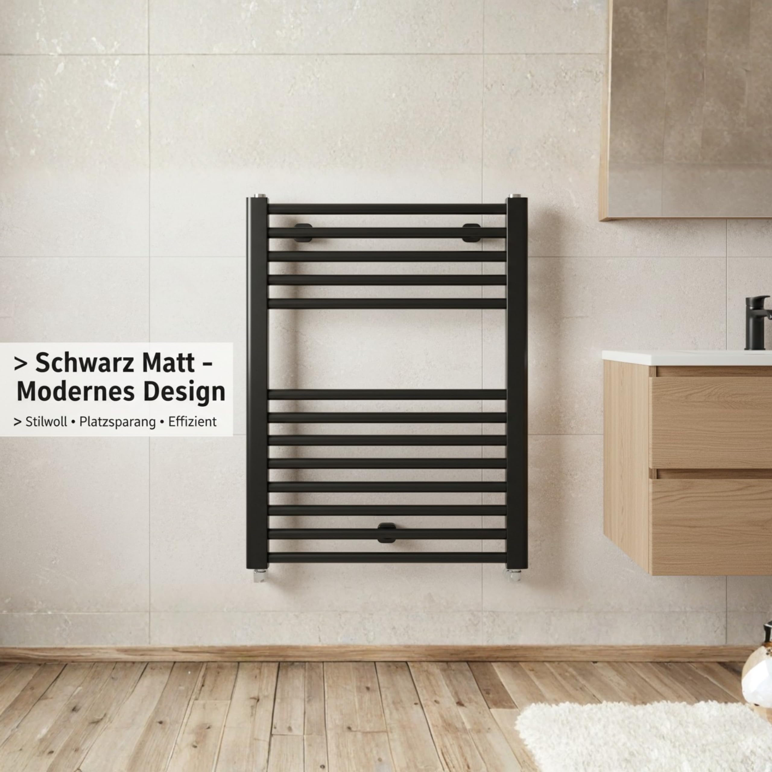 Grzejnik łazienkowy LUXRAD Basic G 628 x 500 mm czarny mat str. ZD 286W