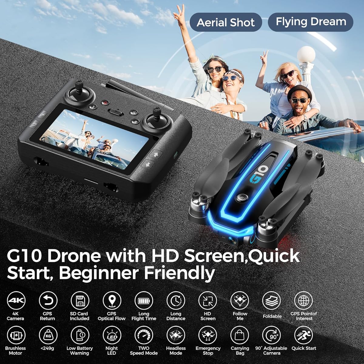 33/mo Finance GPS Drones with 4K Camera for Adults with HD Screen on