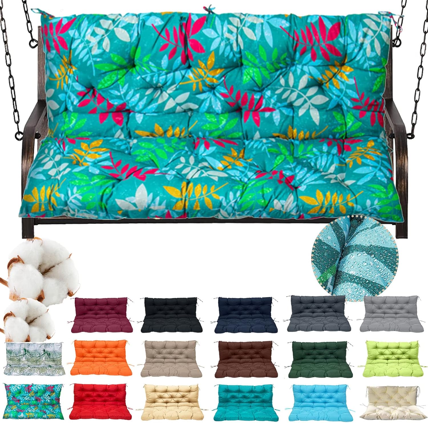 DHIJUPNG Outdoor Swing Cushion Replacement, Waterproof Lawn