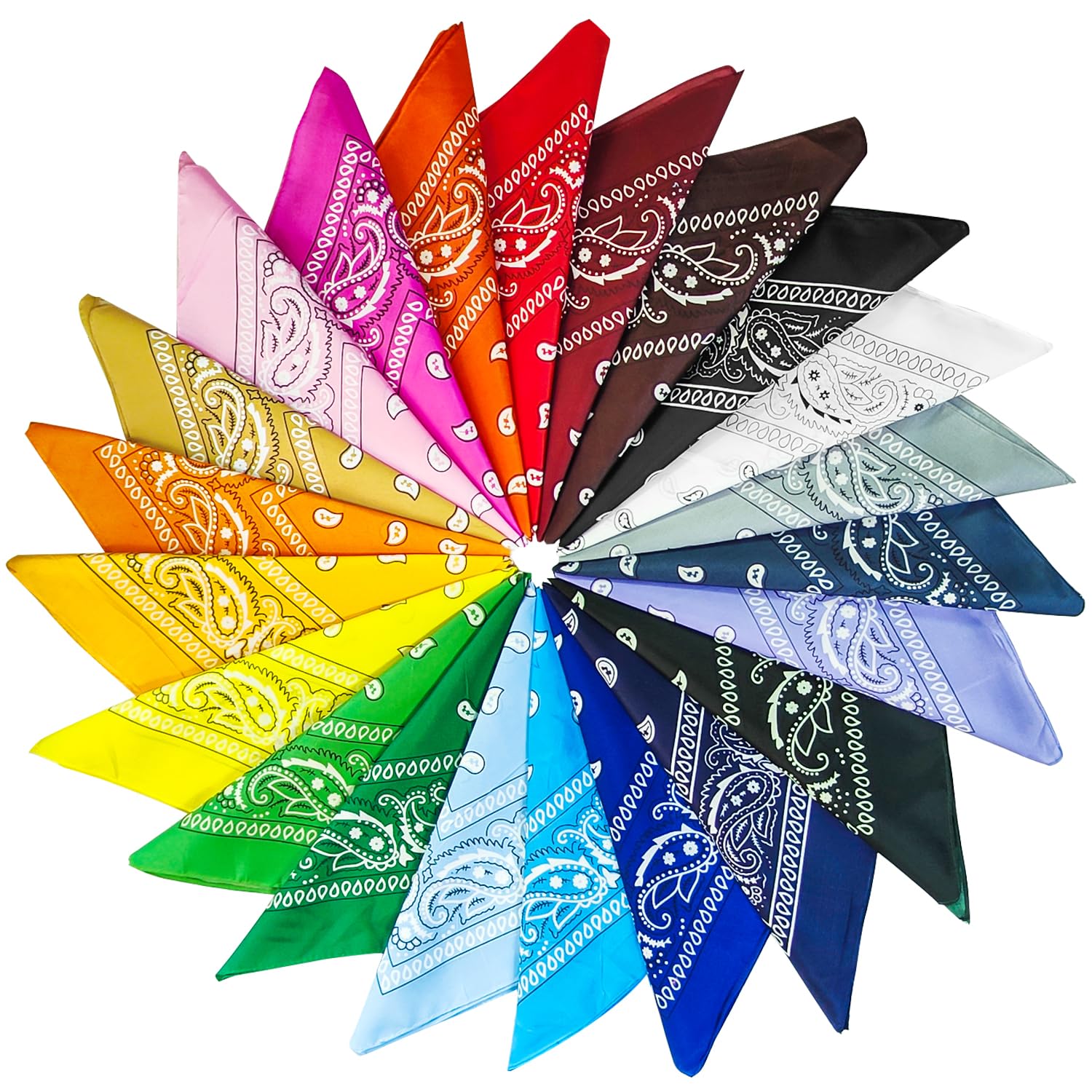22 pezzi bandana per uomo e donna, design colorato e moderno, per feste, cowboy e sport estivi (55 x 55 cm)