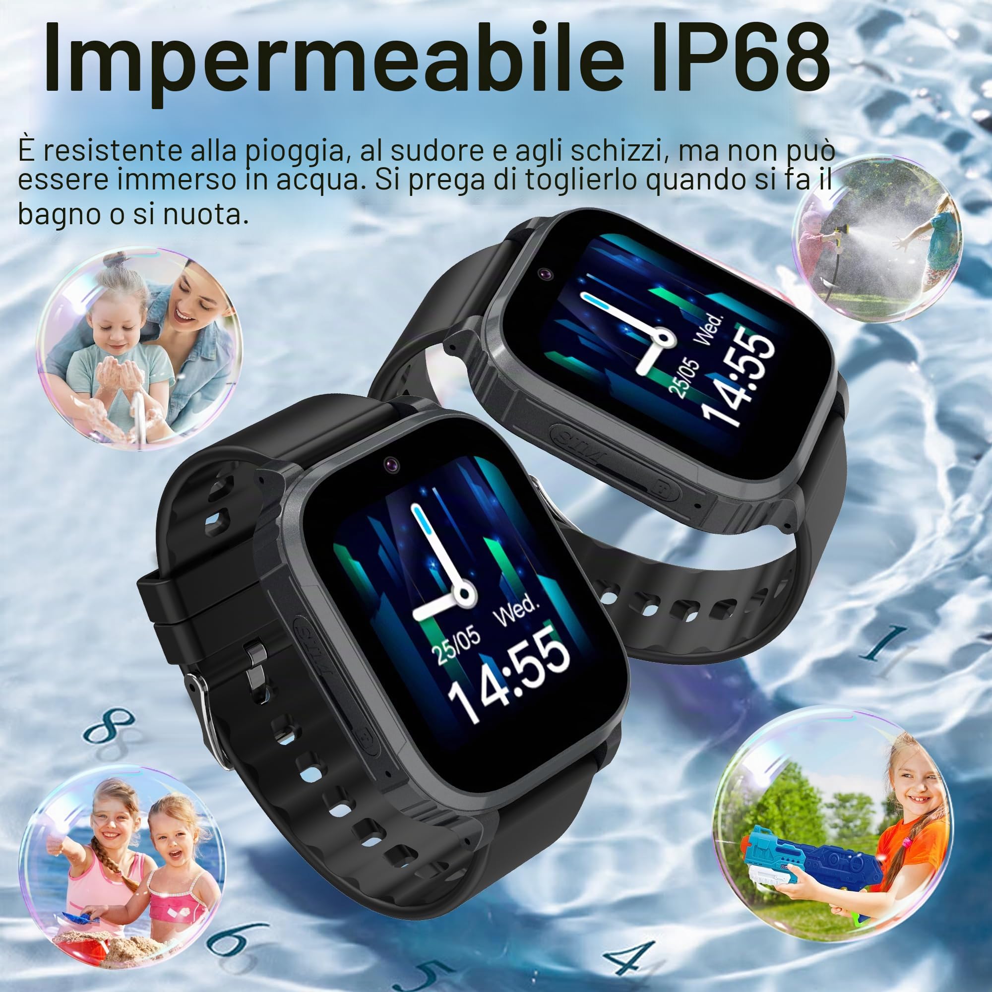 4G Smartwatch Bambini con GPS Telefono Videotelefono Chiamate SOS | Orologio Smartwatch Bambini GPS per Ragazzo e Ragazza, IP68 Impermeabile Orologio Bambino Videotelefono Cellulare Chat Regalo