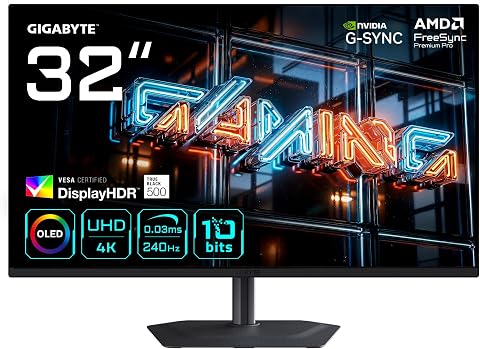GIGABYTE MO32U24 31,5" QD-OLED Penta Tandem 4. Nesil Gaming Monitör, 4K UHD (3840x2160), 240Hz, 0.03ms GTG, HDR 1000nits, HDMI 2.1, DP 1.4, USB-C, 99% DCI-P3