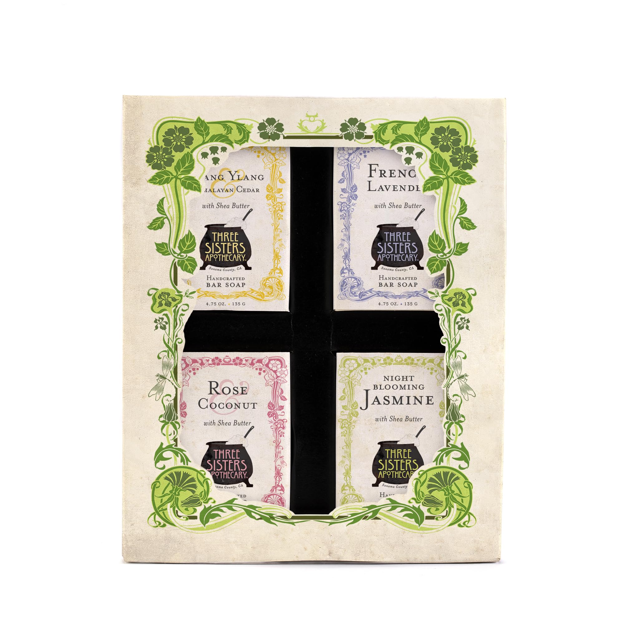 Three Sisters Apothecary Four Bar Soap Boxed Gift Set (Floral)