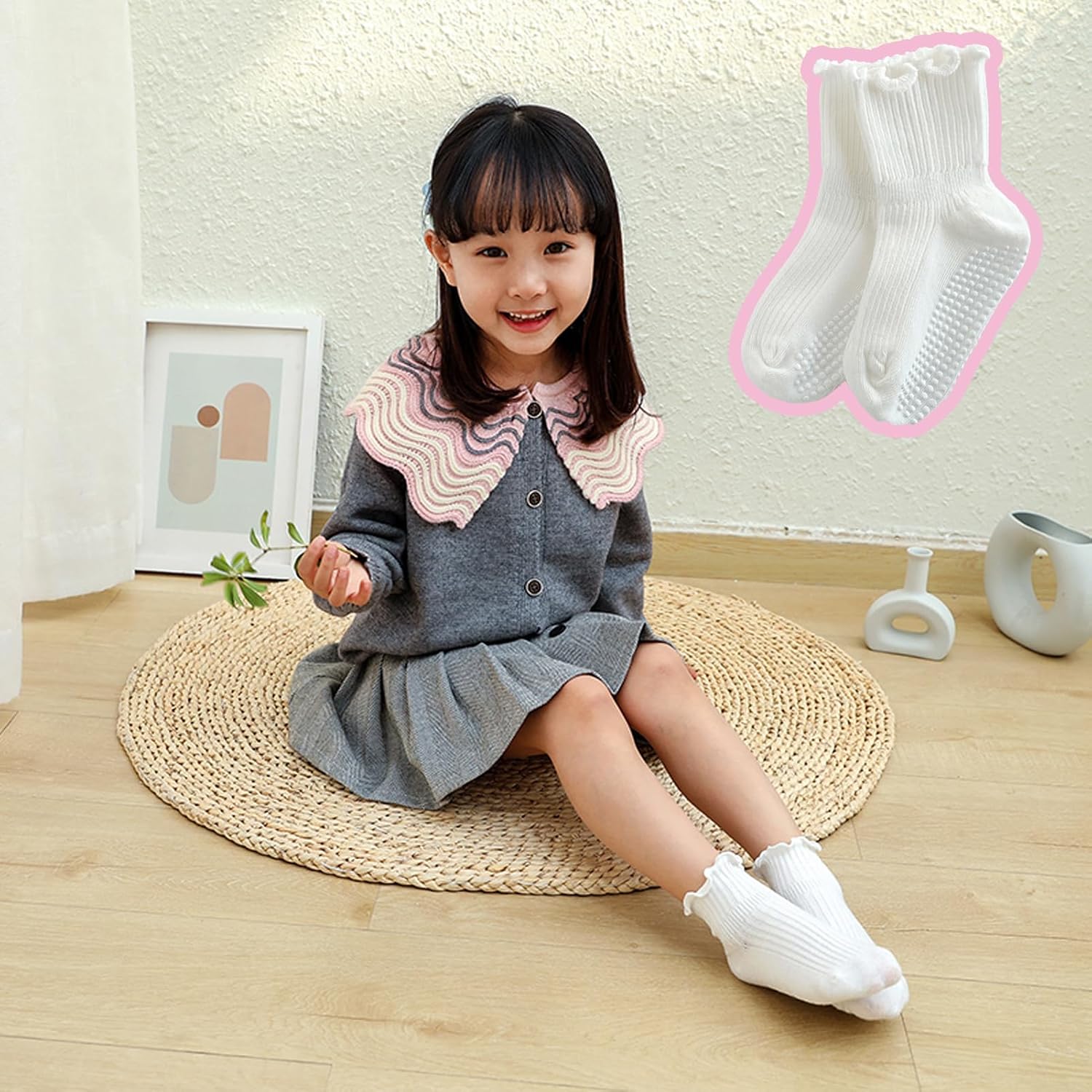 Zumou Toddler Anti Slip Non Skid Socks Baby Little Girls Frilly Ruffle 6 Pairs
