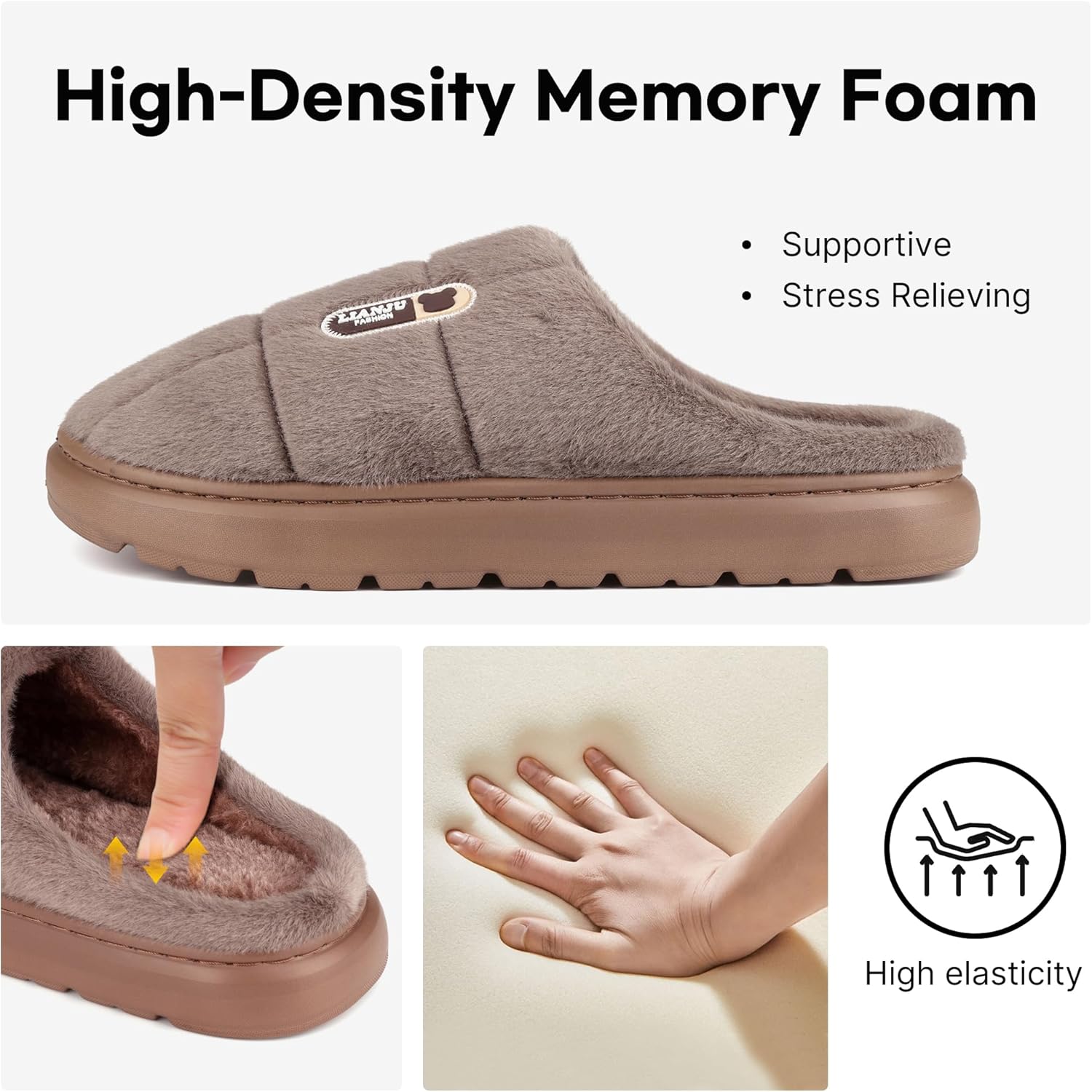 Plus Size House Slippers for Men Warm Plush Wide Width Fuzzy Slippers Soft Memory Foam Large Size Bedroom Slipper Indoor Outdoor Shoes Size 7-16 - Image 4