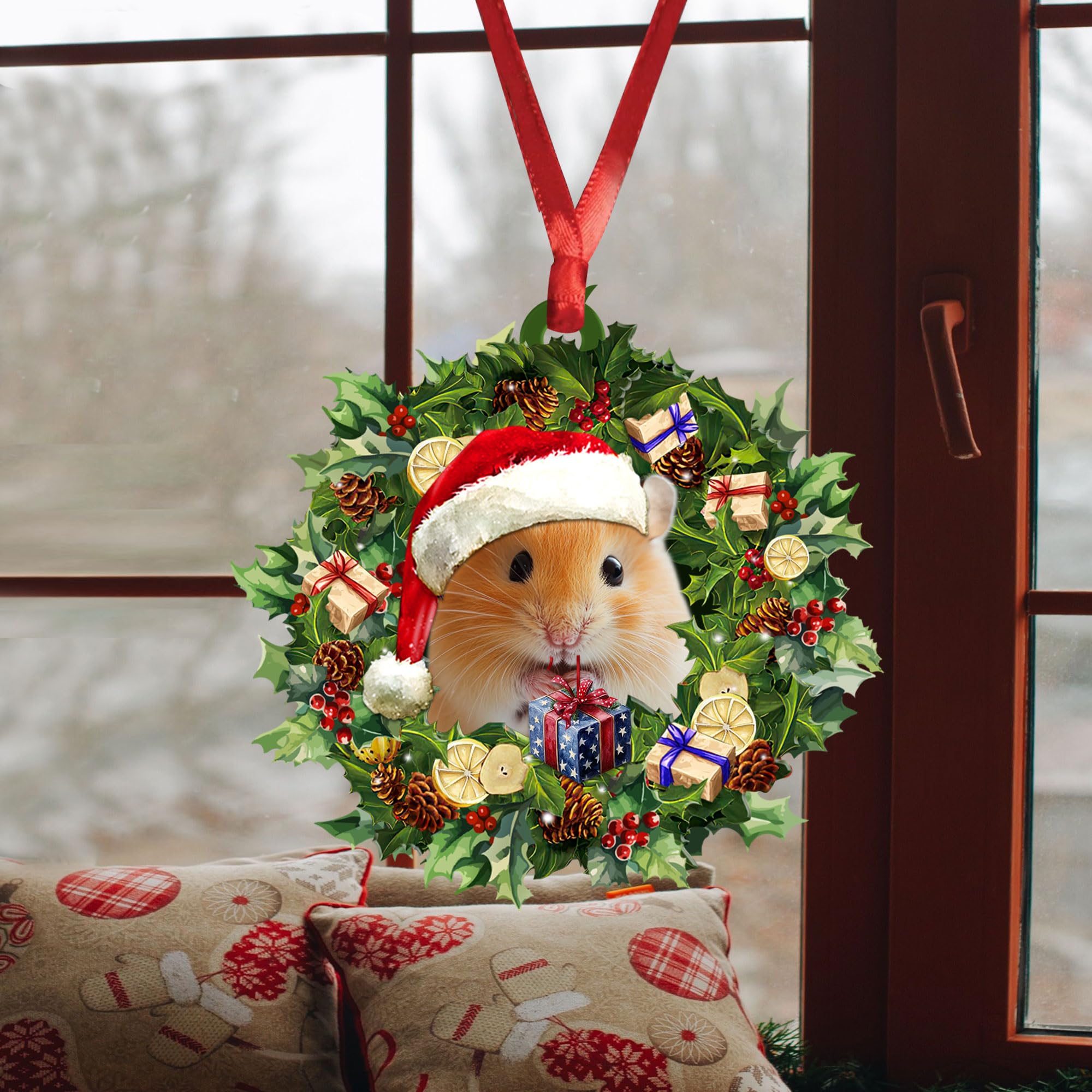 NO.2932☆ハムスター クリスマスリース ハンドメイド チャーム パーツ NO.2932☆ハムスター クリスマスリース ハンドメイド チャーム パーツ