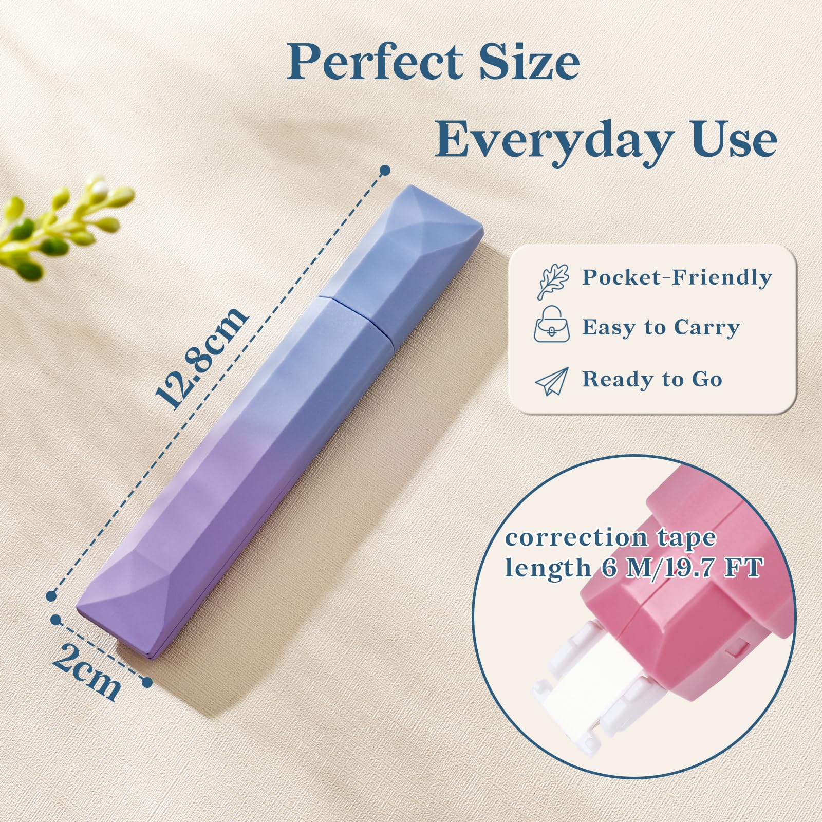 Temiary 5 cintas correctoras blancas, estéticas blancas suaves y extraíbles para correcciones instantáneas, aplicador en forma de bolígrafo resistente al desgarro fácil de usar para suministros