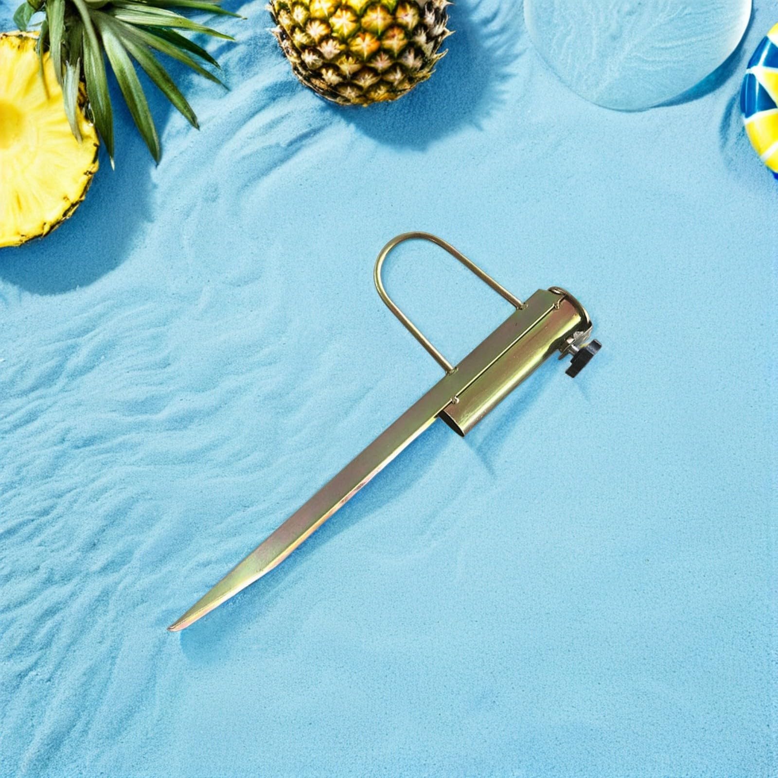 Robuster, verzinkter Schirmanker, 32–38 mm, kompakter Erdspieß für sicheren Strand und Rasen, Schirmstützgriff für Stabilität des Sonnenschirms