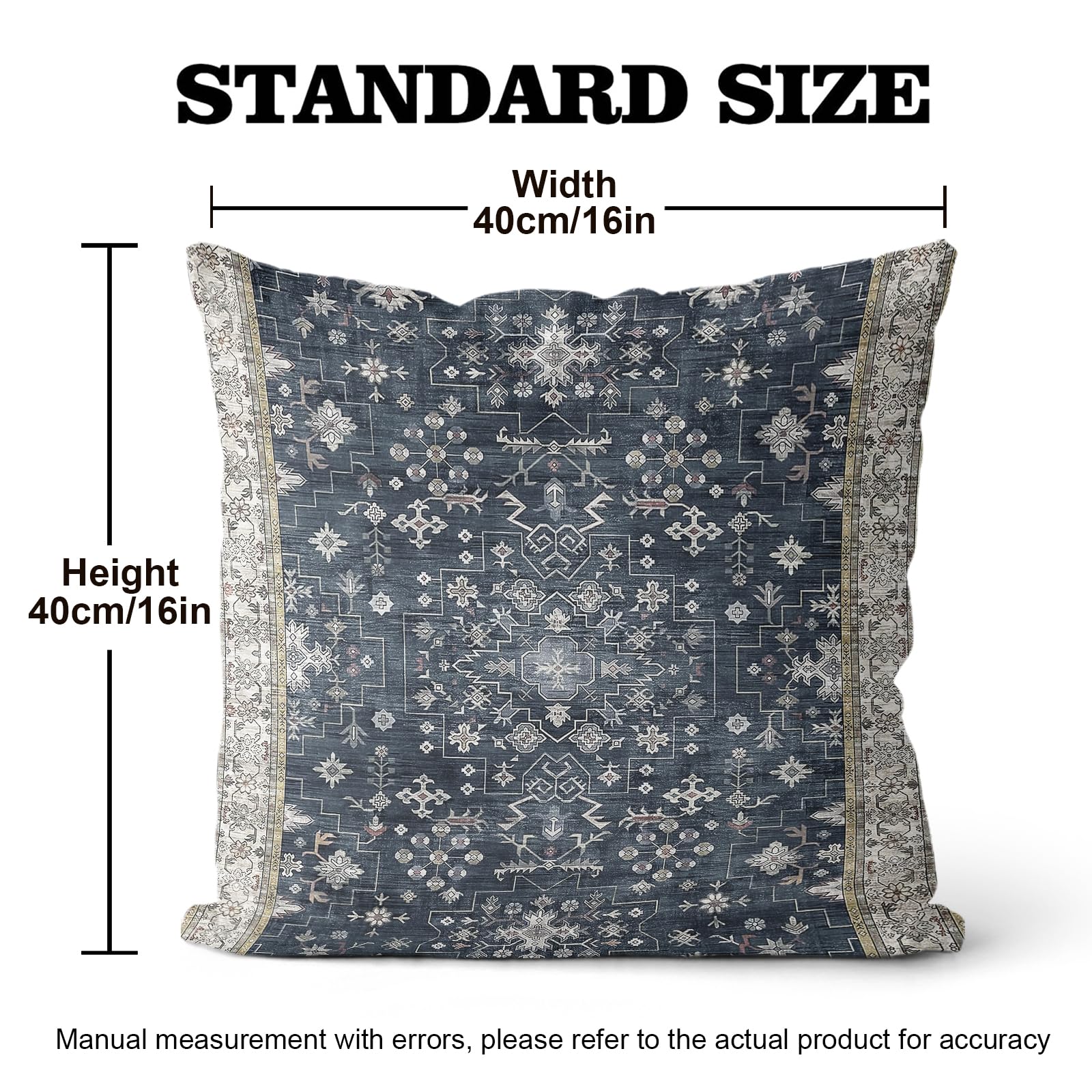 XPHZZL Pack of 2 Bohemian Style Linen Decorative Cushion Covers 40x40 cm Square Throw Pillow Covers 16x16 Inch Boho Style Pillowcases for Outdoor Home Decor Sofa Bedroom Car - Image 4