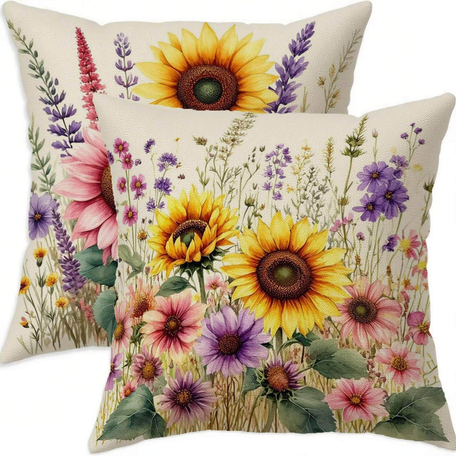 Housse coussin 75x75cm jaune et rose imperméable pour embellir votre canapé de balcon