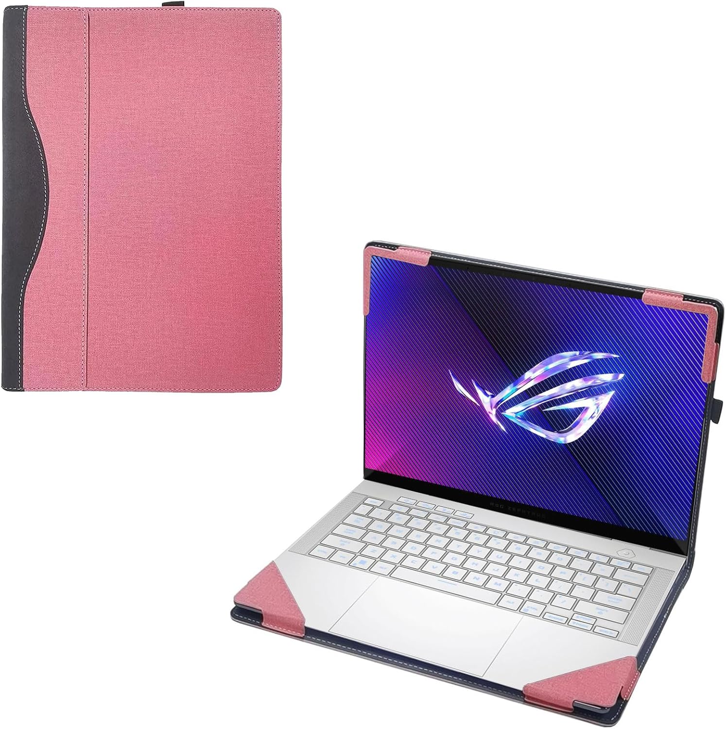 Laptop Cover Case Only for ASUS ROG Zephyrus G14 2024~2025 14" [not Compatible with Any Other Model] .2-in-1 PU Leather Detachable Notebook Sleeve (Pink)