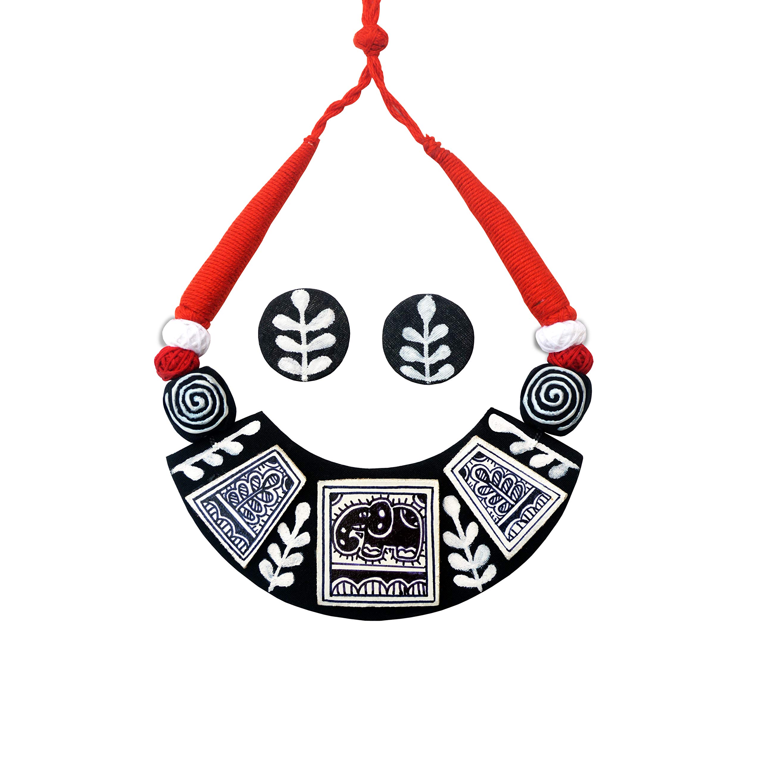 Karukala Handicraft & Handmade Mithila Art Madhubani Painting Elephant Choker Necklace Jewellery Sets for Women & Girls (Size- Free, Colour- Black) (B08KGVX2MF) Amazon Price History, Amazon Price Tracker