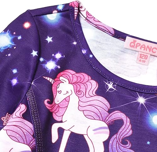 Miniatura 5 de QPANCY Vestidos a juego para muñecas y niñas de manga larga con unicornio, ropa de algodón