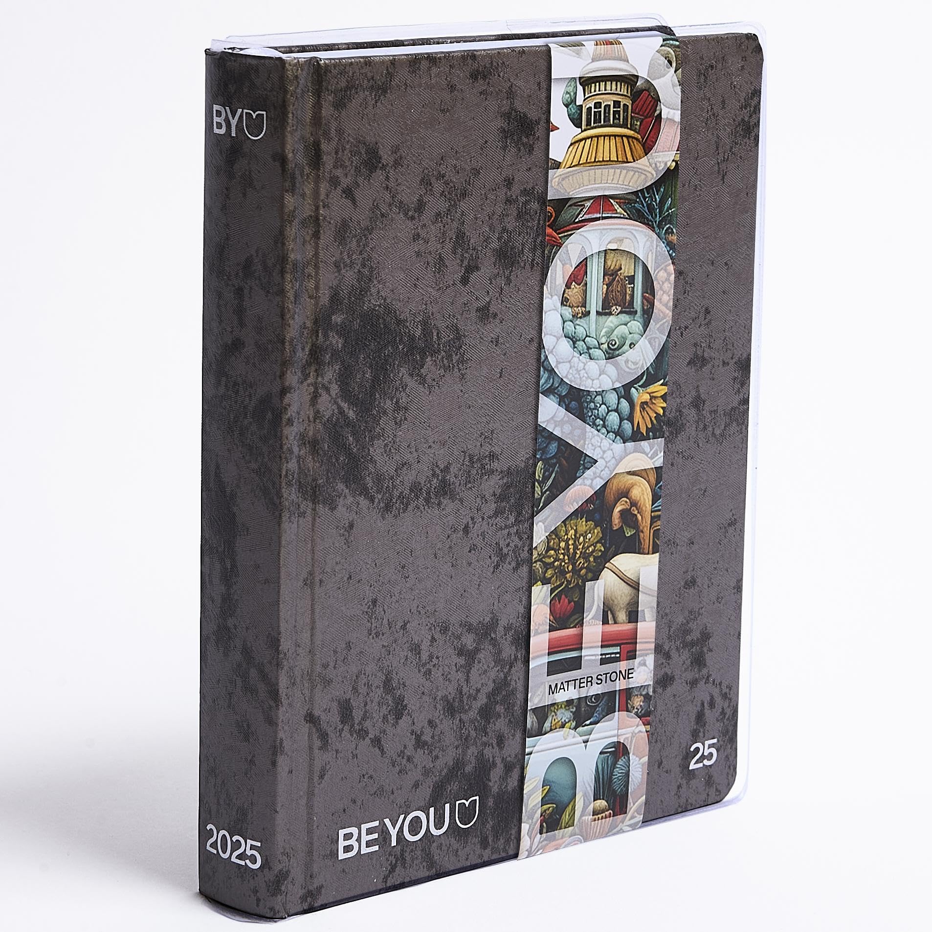 Giochi Preziosi Be You Matter – Be You School Diary 24/25 Dated 12 Months Grey Colour Easy Size 12.5 x 16.5 cm Stone Pattern with Sticker and Bookmark