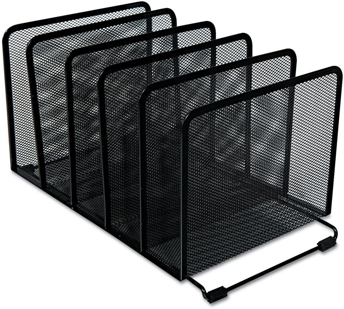 Universal UNV20001 Deluxe Mesh 5-Section Stacking Sorter - Letter to Legal Size, Black