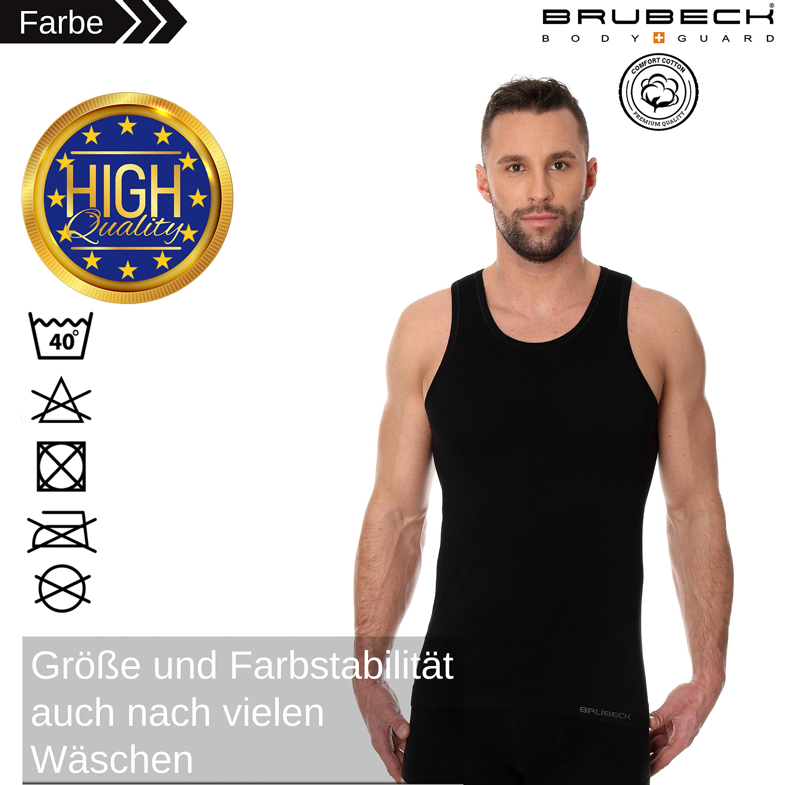 BRUBECK Męski podkoszulek | koszulka bez rękawów | oddychająca koszulka bez rękawów | top pod pachami | bezszwowa koszulka bez rękawów | tank top męski | 55% bawełna | TA00540A