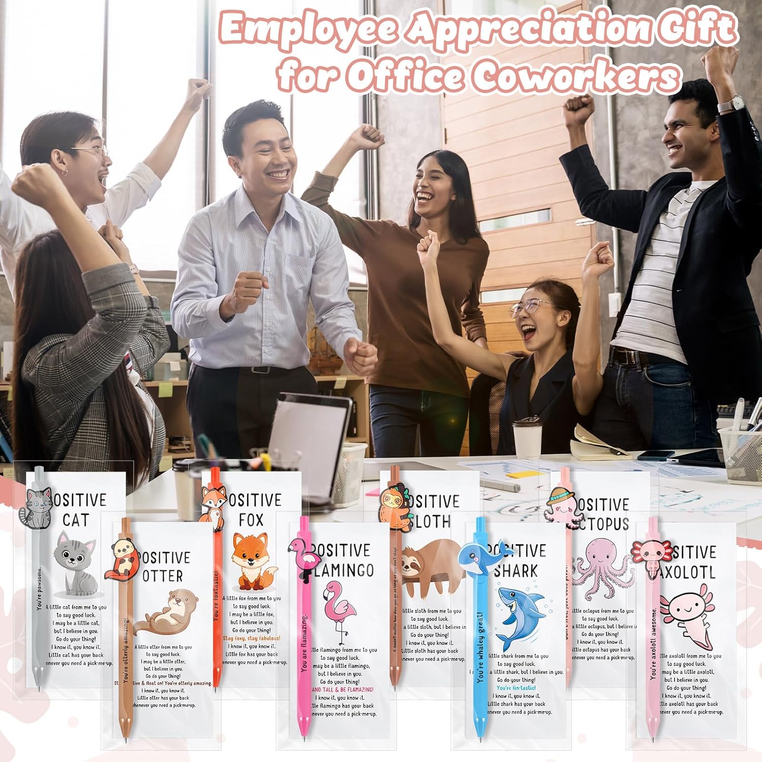 Landical 32 Set Positive Pens Gift Bulk Cute Funny Pen with Inspirational Card Employee Appreciation Day Gift for Office Employee Coworker Staff Teacher Student Classroom (Smart) - Image 7