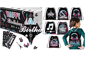 3 PCS Tik Tok Party Tablecloth and 12 Pack Candy Bags