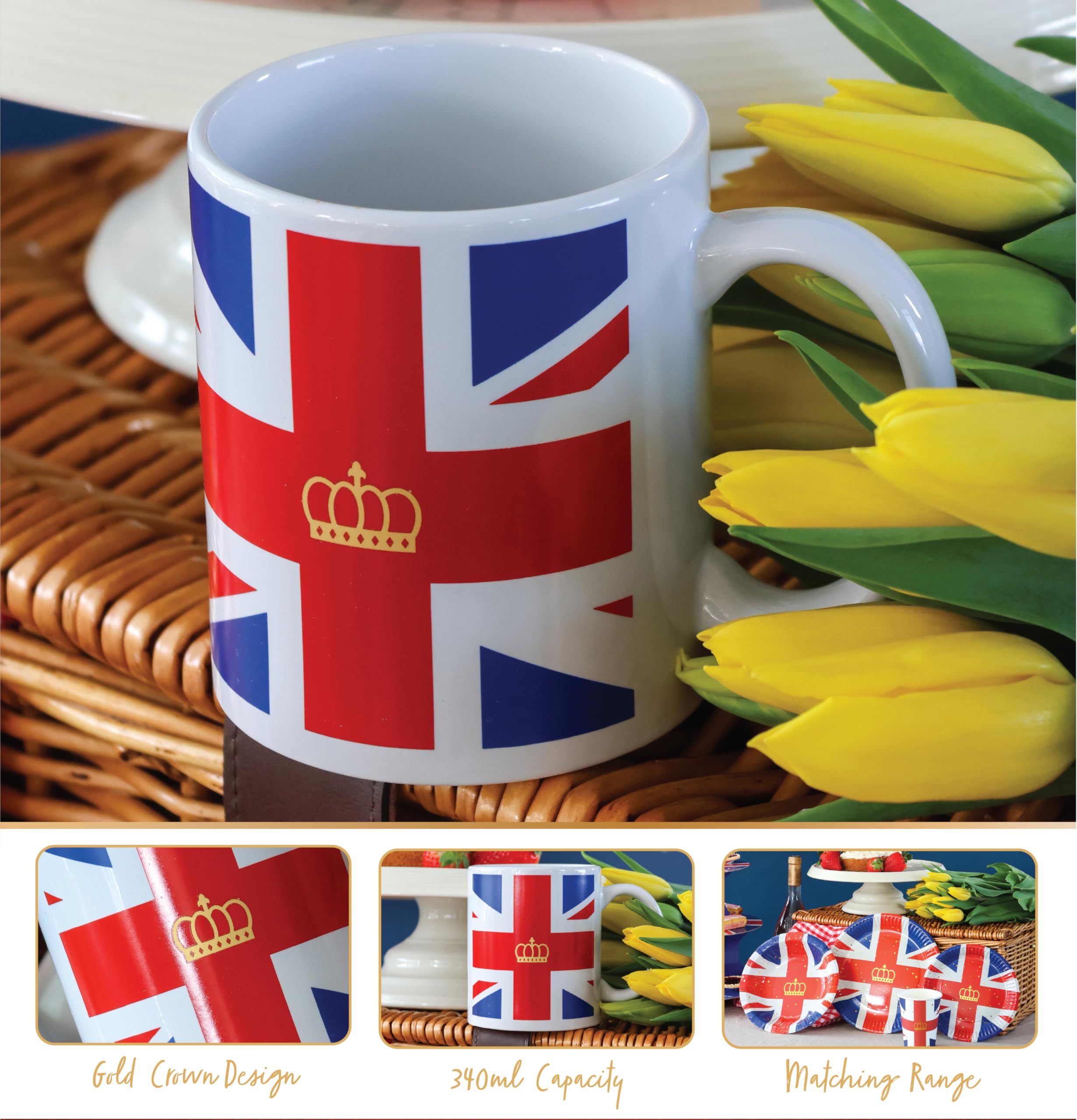 Kubek Union Jack - opakowanie 20 sztuk - biały kubek ceramiczny z wzorem flagi Union Jack - idealny na jubileuszowe imprezy uliczne i wydarzenia