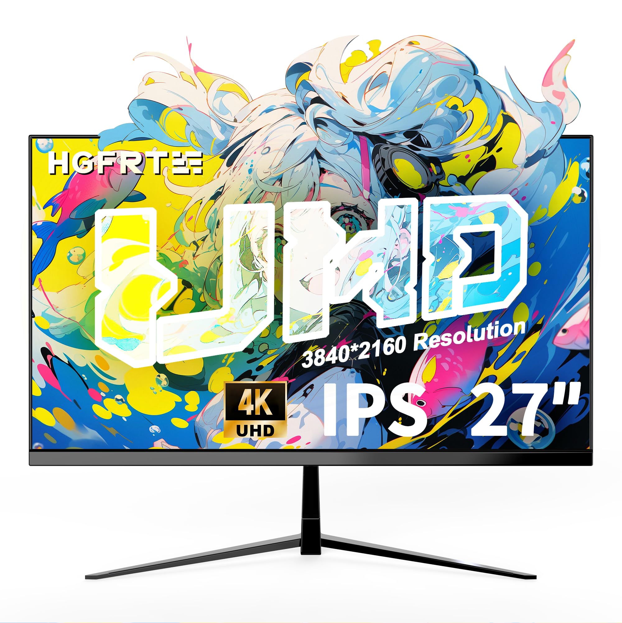 Monitor 27 Pulgadas 4K UHD (3840×2160), Monitor PC IPS con HDR10, 100% sRGB, 60Hz, 1ms MPRT, Pantalla Ordenador con HDMI y DisplayPort, VESA 100×100 mm, Marco Ultrafino para Oficina y Multimedia