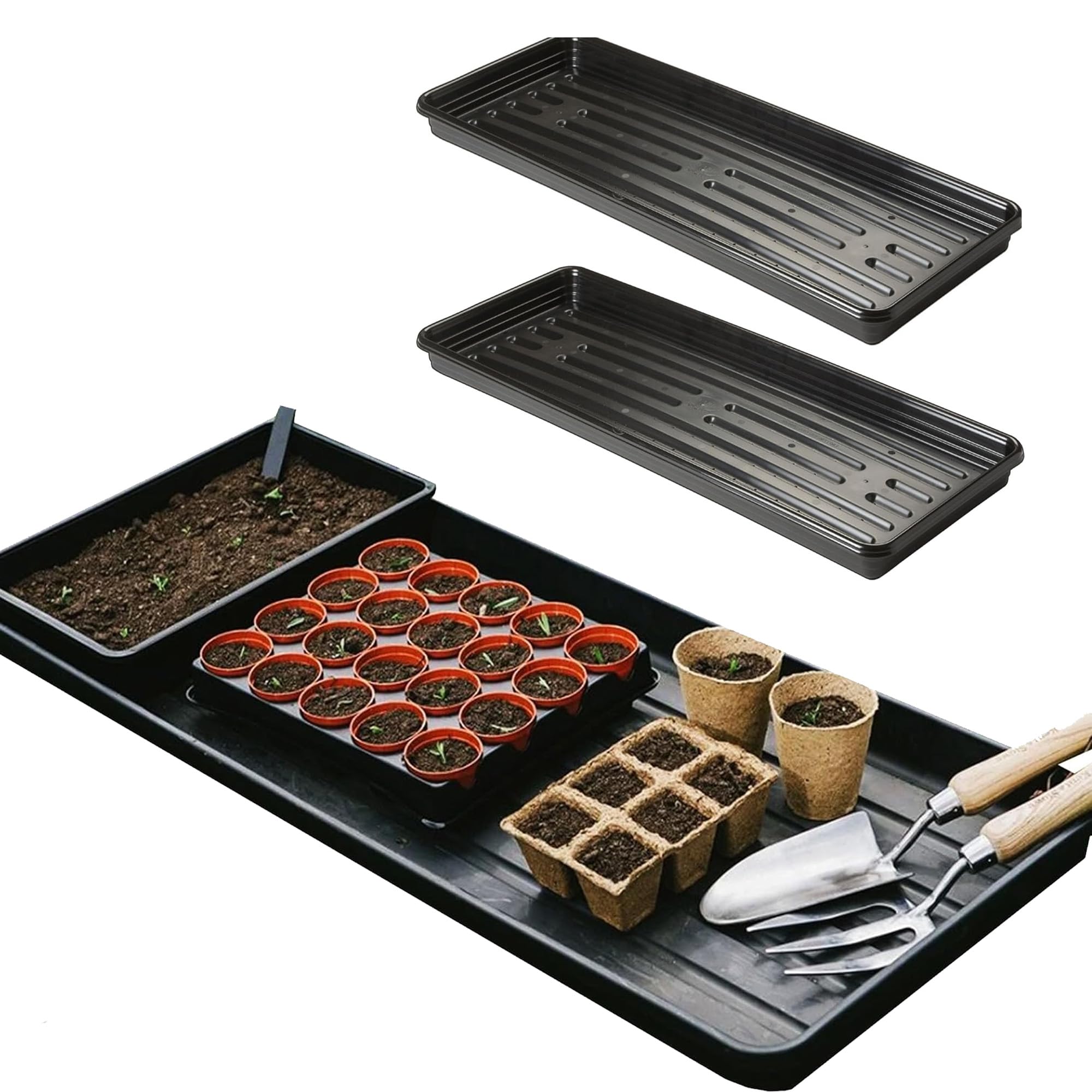 STAR SUPPLIES Strong Black Flower Plant Trays Easy To Handle