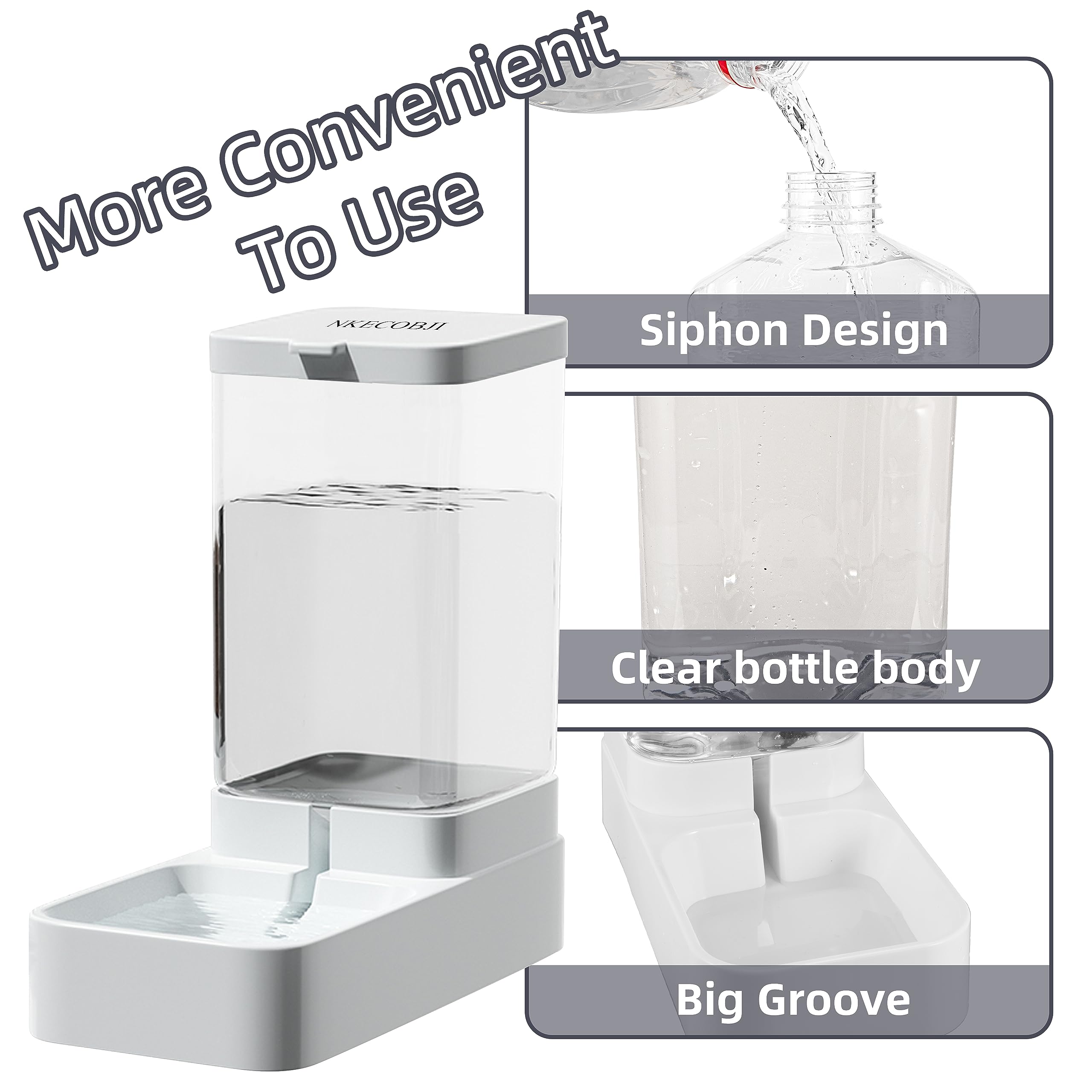 NKECOBJI Gravity Pet Feeder and Water Dispenser Set, Automatic Dog Feeder and Dog Water Dispenser for Dogs Cats Pets Animals Large Capacity(Water Feeder)