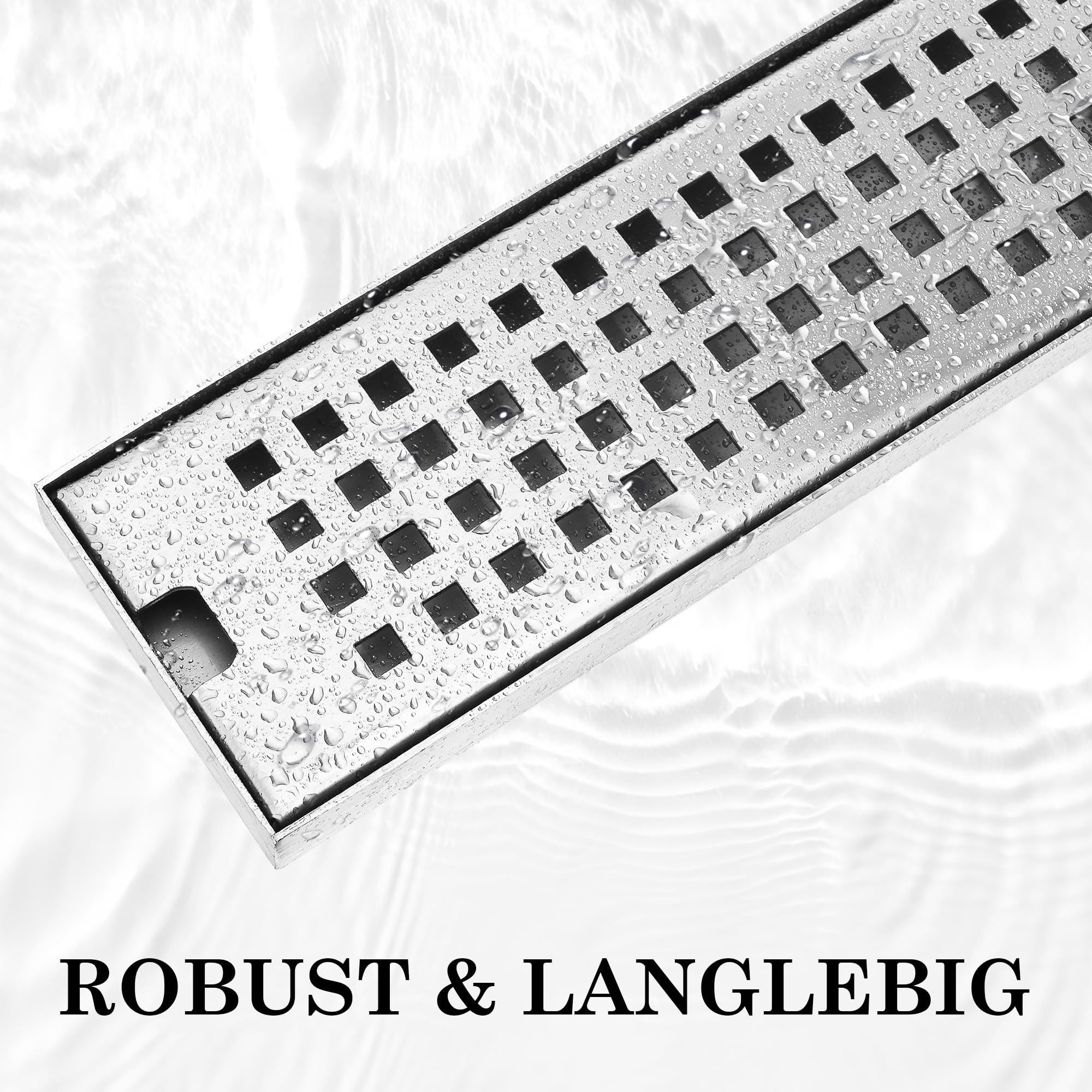 uyoyous Duschrinne 60 cm Italienische aus Edelstahl Bodenablauf | Ablaufrinne mit Haarsieb Duschbodenablauf Linearer Rechteckiger Flach Befliesbar Duschrinne Komplettset