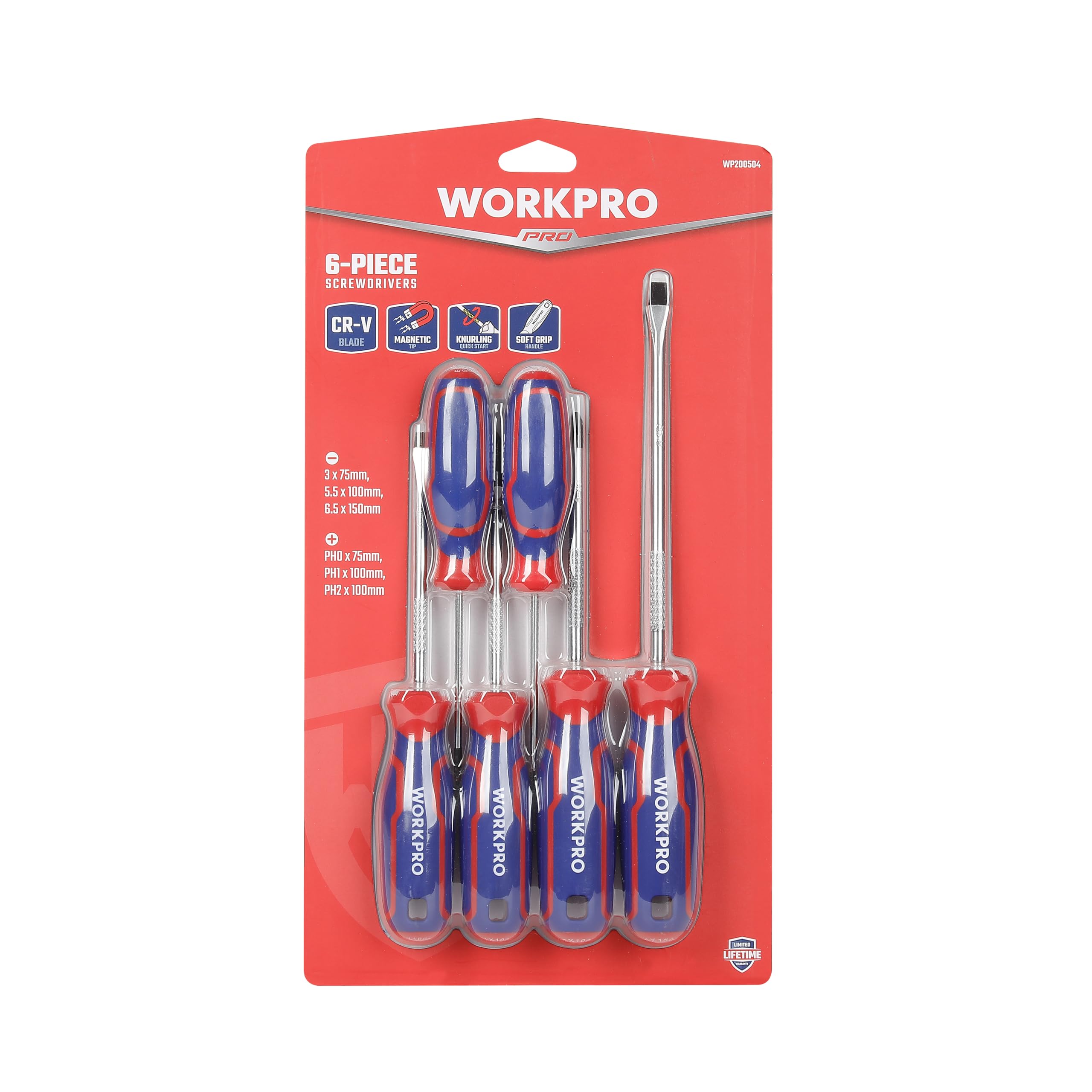 WORKPRO 6-Piece Screwdriver Set - CR-V Steel -2