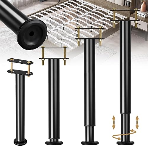 Vista 12 de Patas de soporte de cama de altura ajustable de 13.8 a 23.6 pulgadas, patas de soporte central para marco de cama, listones centrales de cama