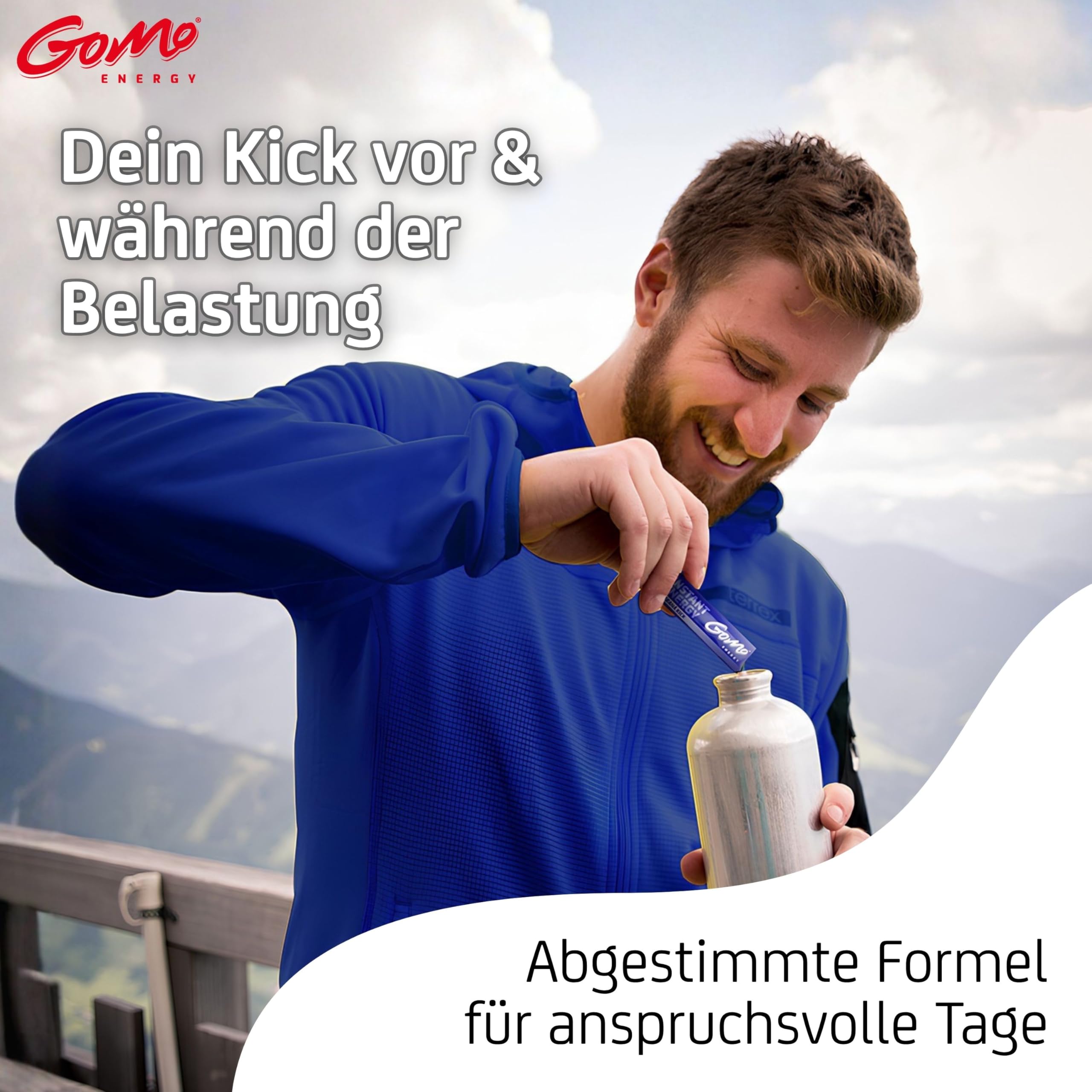 GoMo ENERGY – Instant Energy Getränkepulver mit Guarana, Koffein, Taurin & Vitamin-B-Komplex – zuckerfreier Instant Energy Drink – Wachmacher mit Energy Geschmack (Guaraná Kick) (100 Stk)