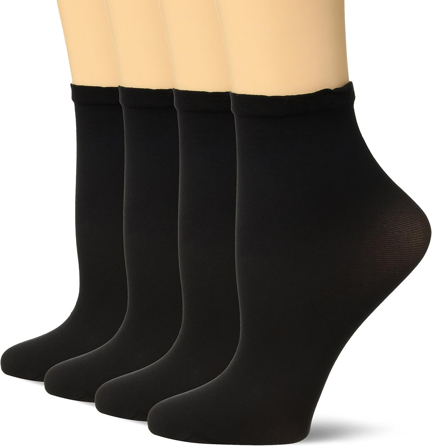 No nonsense Women's Opaque Anklet Sock, 4 Pair Pack Sockshosiery, black, One Size