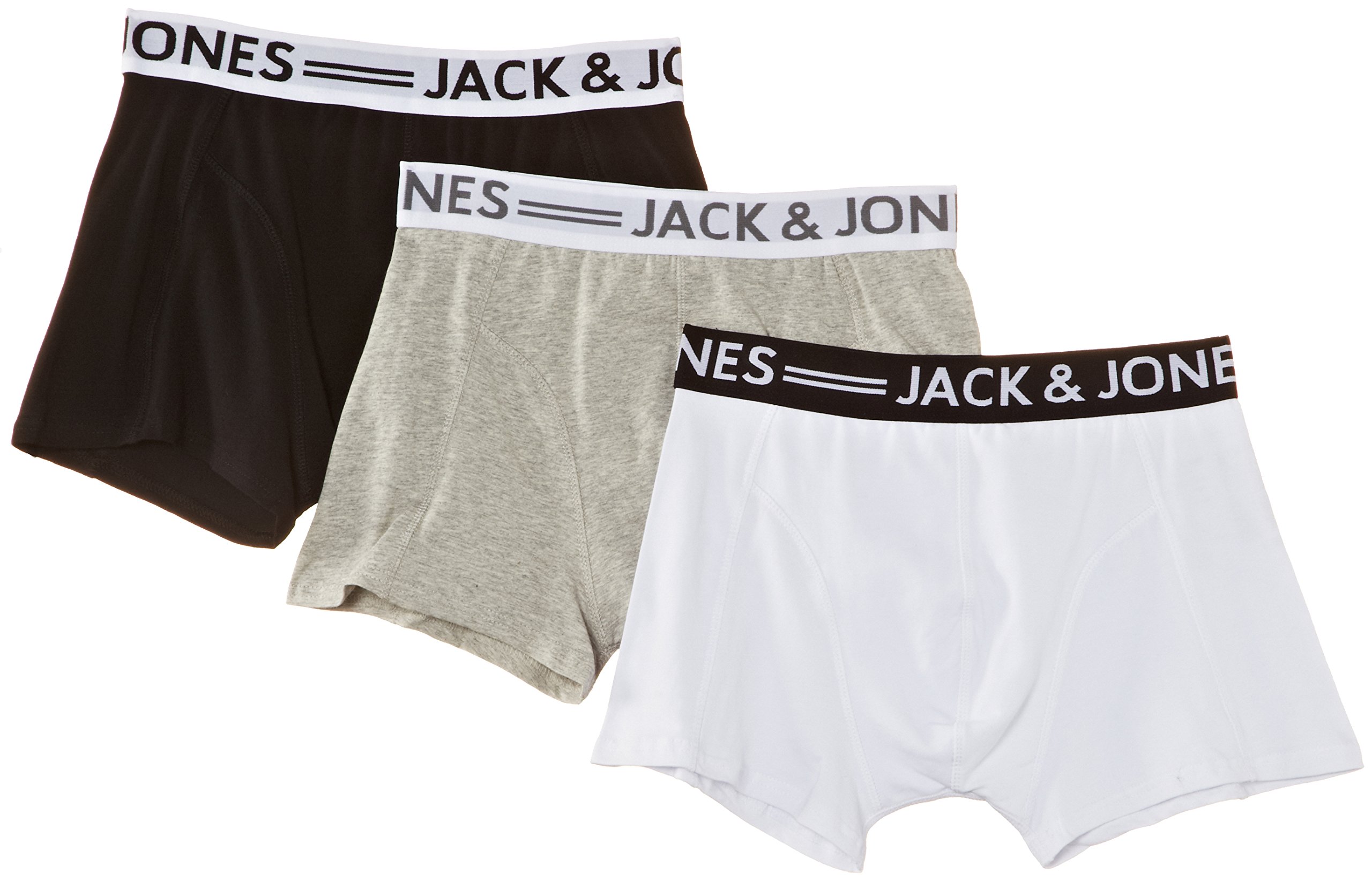 Jack & Jones Men's White Jack And Jones Sense Trunks 3-Pack Noos Boxer Shorts, Black, Large