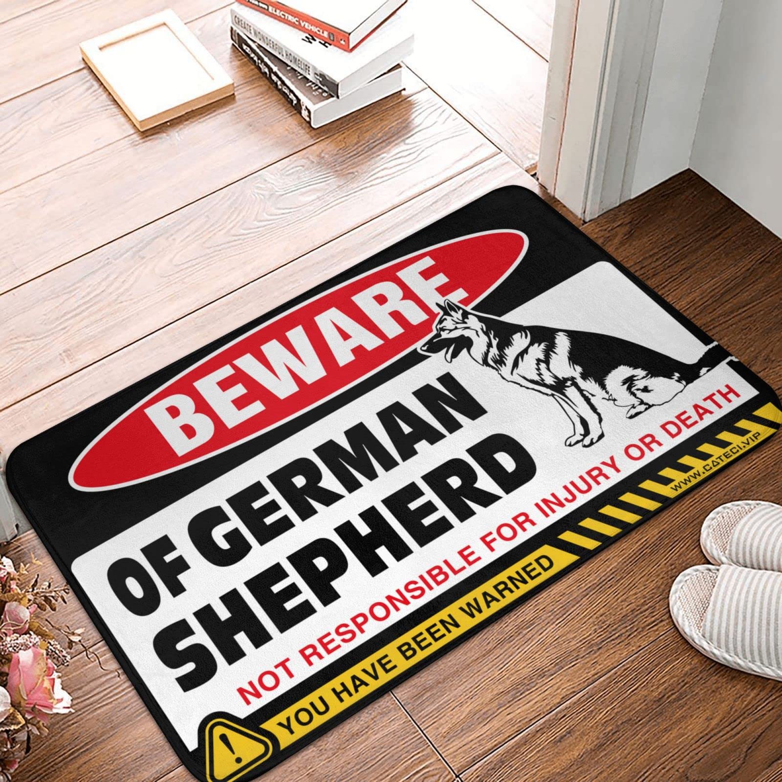 Tapis d'entrée intérieur Attention au berger allemand 65x90 cm