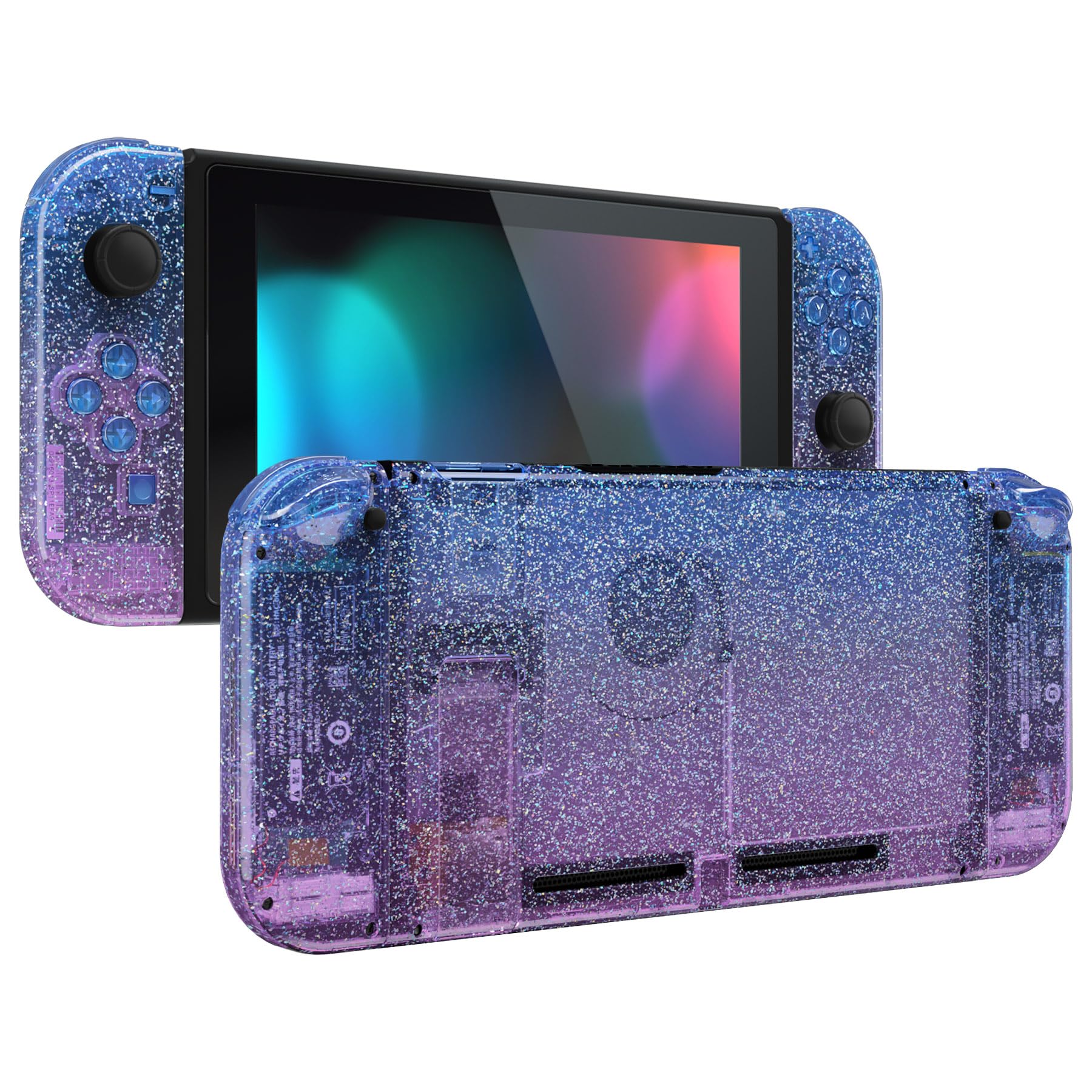 eXtremeRate Transparent Clear Back Plate for Nintendo Switch Console, NS Joy con Handheld Controller Housing with Full Set Buttons, DIY Replacement Shell for Nintendo Switch — view 20
