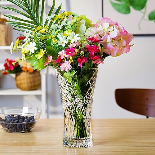 Miniatura 4 de Jarrón de flores de 12 pulgadas, jarrón alto de cristal, jarrones de cristal transparente para flores, decoración moderna de vidrio grande para el