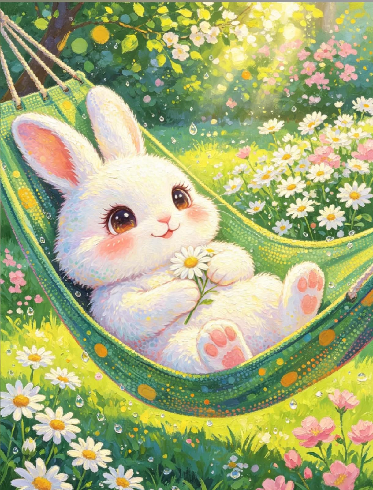 Stithej Stamped Cross Stitch Kit Hammock Rabbit for Adult Beginner