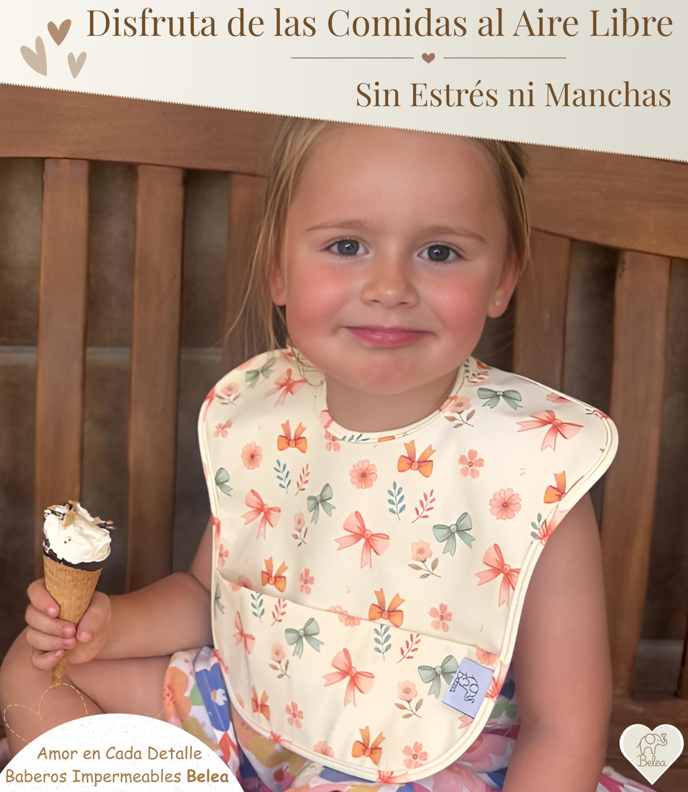 Pack 2 Baberos Bebe Impermeables Sin Mangas BLW 6 Meses a 5 Años Bolsillo Recogemigas Babete Impermeável Babero Infantil Sin BPA Regalo Baby Shower Cumpleaños Bebé - 3