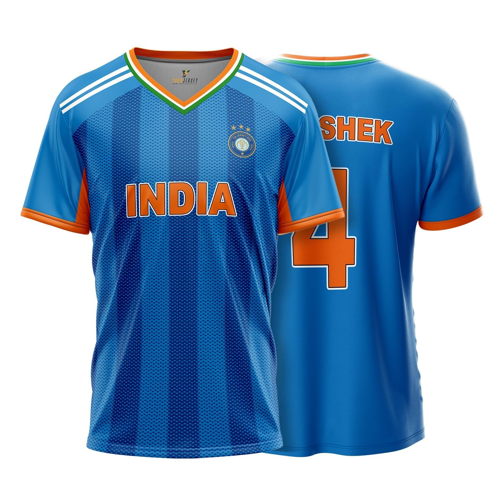 yourjersey Indian T20 Jersey 2026 V Neck | Custom Name & Number Cricket Jersey for Men & Kids | Personalized Blue India Cricket T-Shirt | Airofab Sportswear | Sizes Kids 2Y–4XL Adult-picture-18