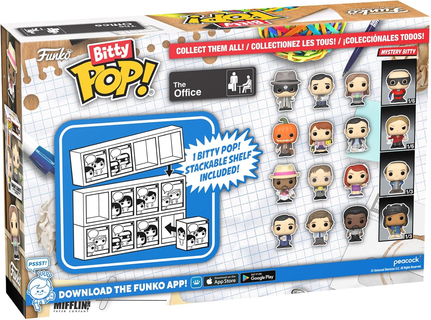 Funko Pop! Bitty: The Office - Dwight with Pumpkinhead 4-Pack, and A Surprise Mystery Mini Figure - 0.9 Inch (2.2 Cm) - Stackable Display Shelf Included - Gift Idea - Party Bags Stocking