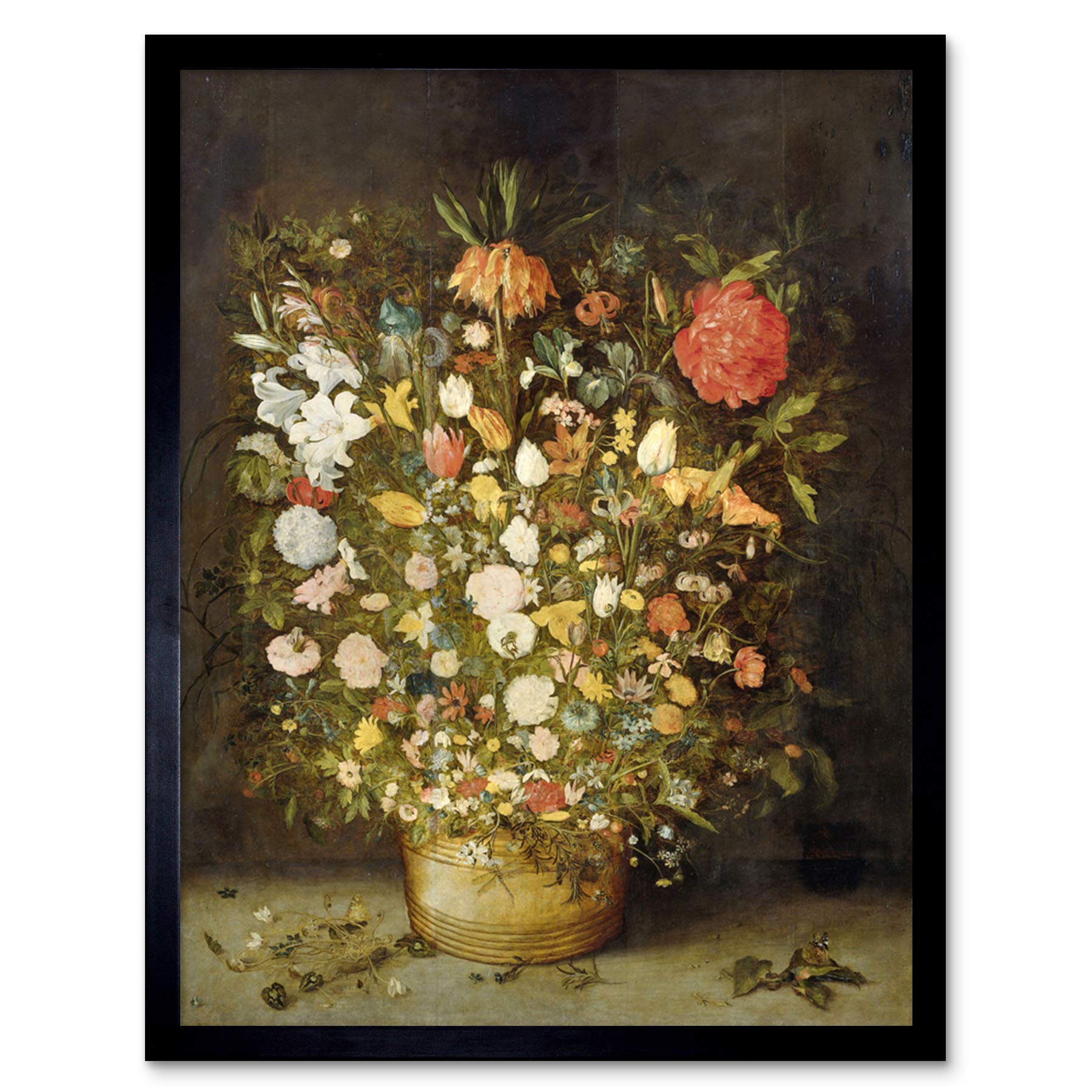Artery8 Jan Brueghel Still Life With Flowers Painting Art Print Framed Poster Wall Decor 12x16 inch