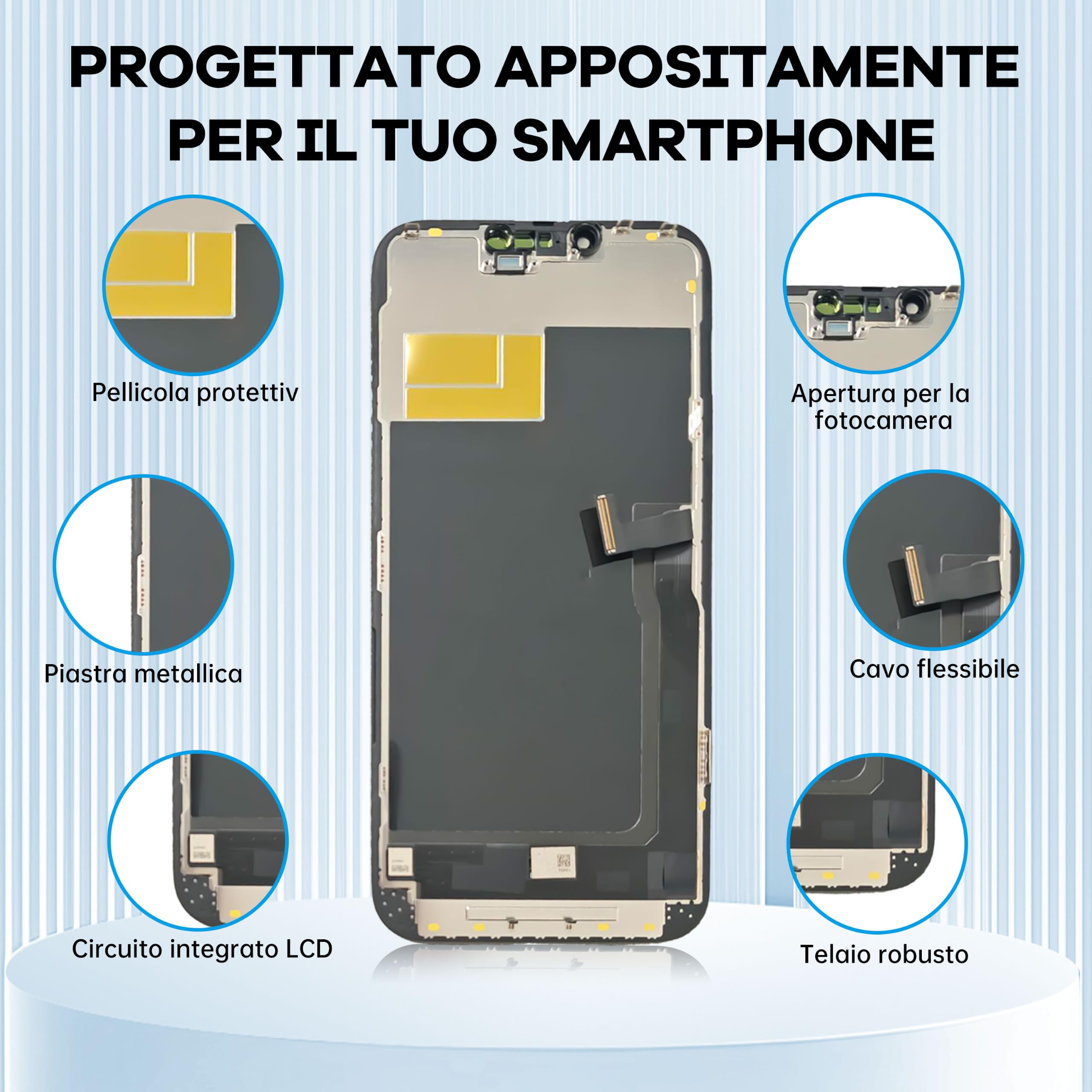 Schermo per iPhone 13 Pro Max LCD 6,7" | Display LCD Kit di Riparazione Compatibile con iPhone 13 Pro Max A2484, A2641, A2644, A2645, A2643