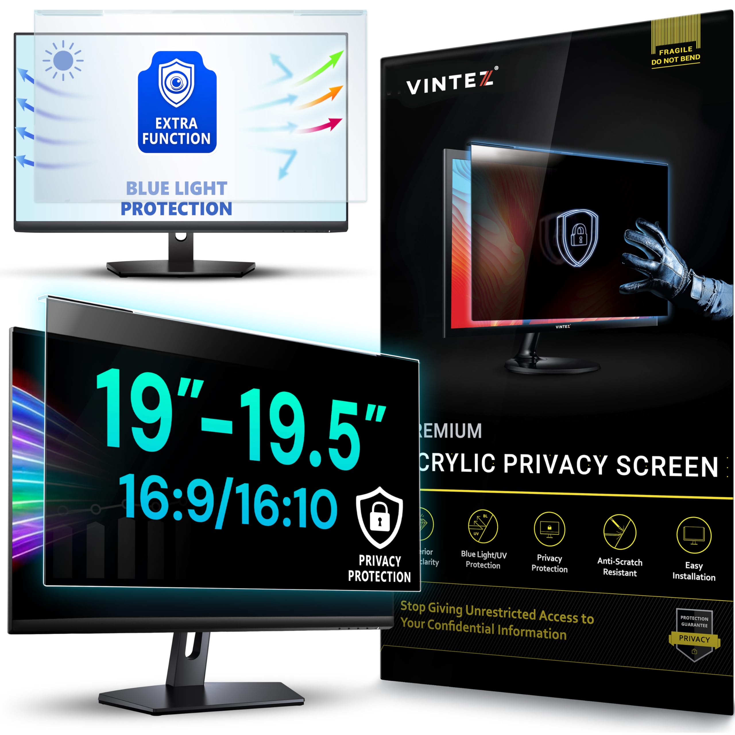 Filtro de privacidad para monitor de 19 pulgadas anti reflejos y antirrayas 16:9 8