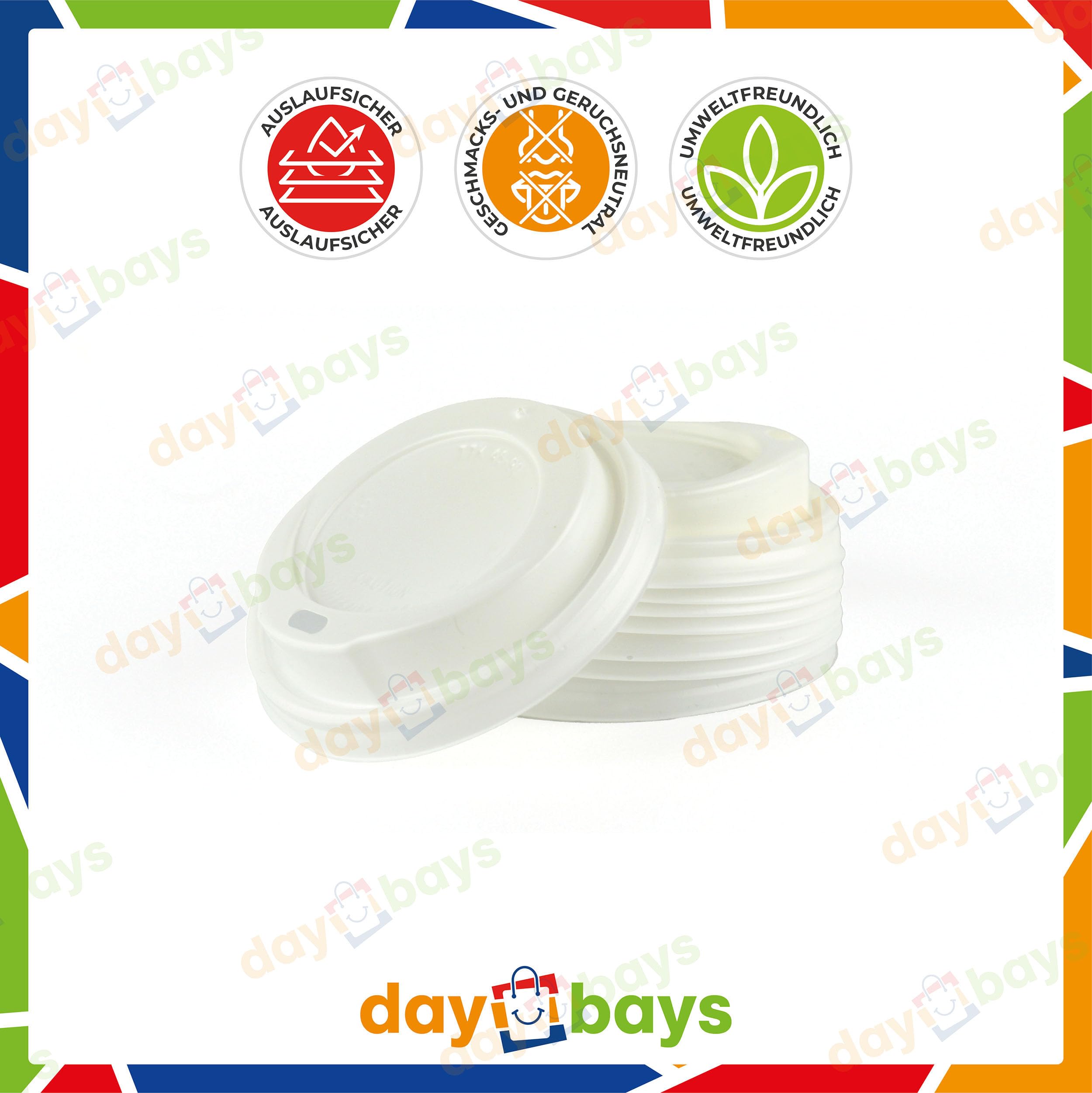 Pappbecher Ø90mm weiß Einweg Kaffeebecher Deckel 1000 Stk. Coffee to Go Becher für 12oz Ø90mm/300ml, 16oz/400ml für Papierbecher Paper Cups Lid (Ø90mm, 1000)