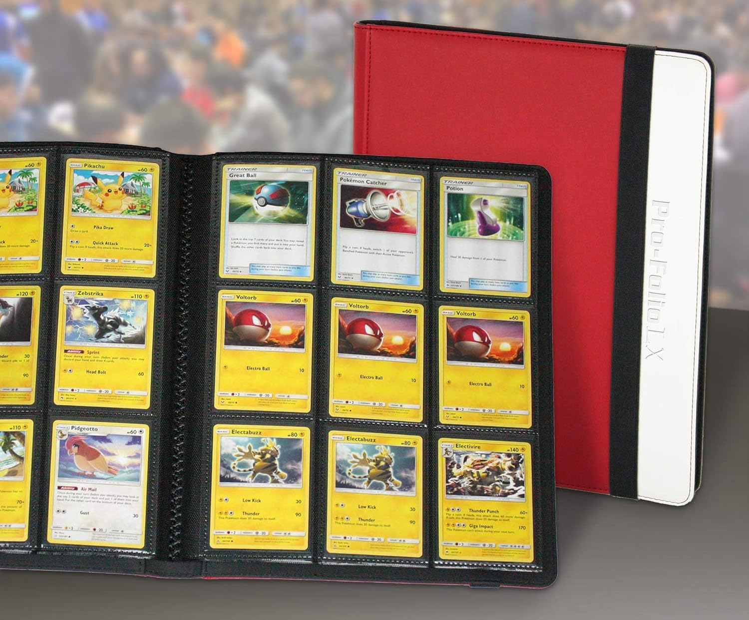 BCW Folio 9-Pocket LX Album - Red-White - Trading Card Binder - Protect, Display, and Organize Pokemon, Magic The Gathering, Baseball, Football, and Basketball Trading Cards