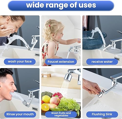 Miniatura 6 de Purificador de grifo de fregadero con filtro de salpicaduras con 8 cartuchos, extensor de grifo giratorio de 1080, brazo mecánico de latón macizo,