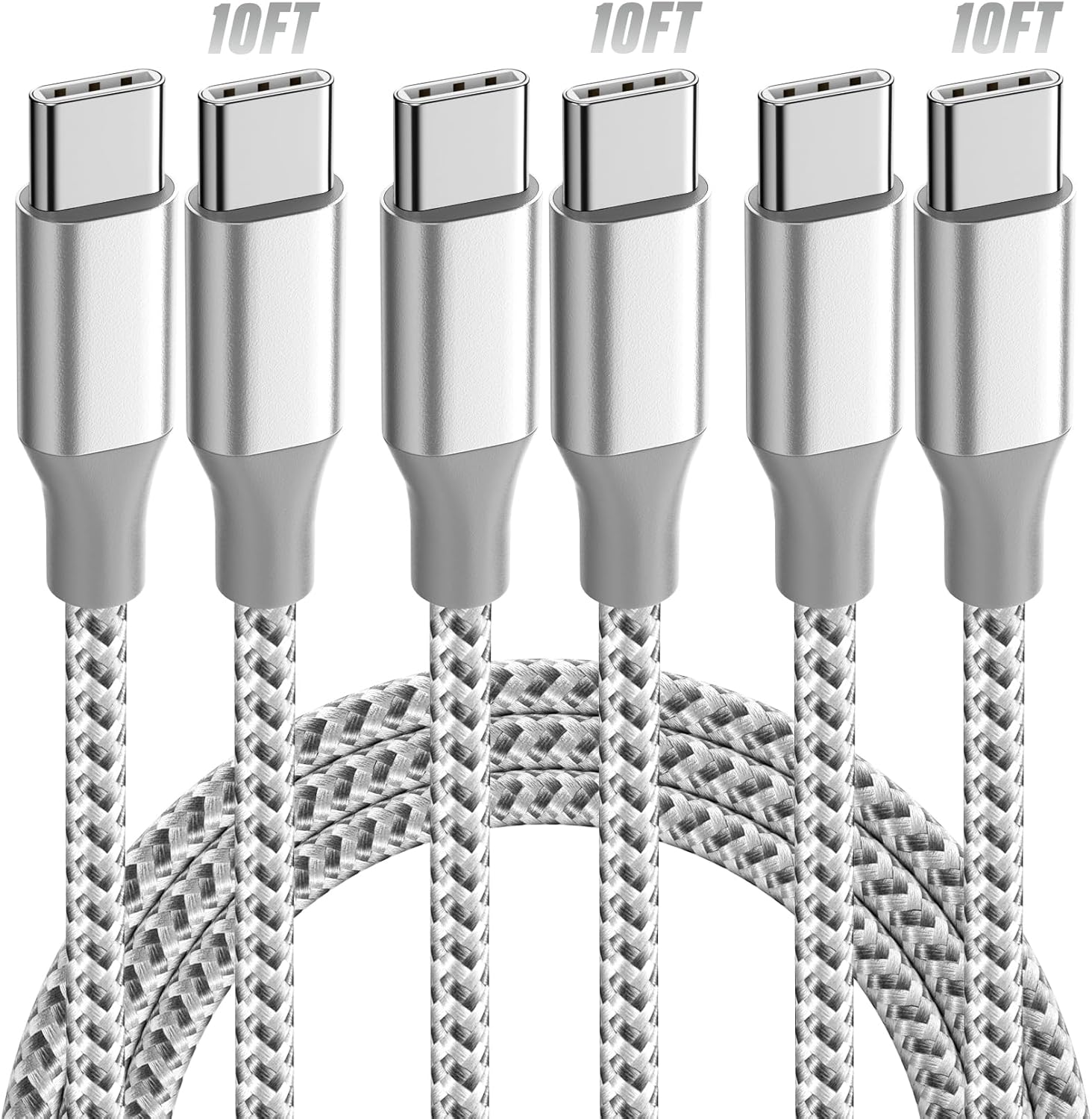 USB C Cable 10 FT,3 Pack 60W USB C to USB C Cable Nylon Braided Type C Fast Charging Cord,USB C Charger Compatible iPhone 16/16 Pro/15/15 Pro/Plus/iPad/MacBook and More USB C Cable 10 FT,3 Pack 60W USB C to USB C Cable Nylon Braided Type C Fast Charging Cord,USB C Charger Compatible iPhone 16/16 Pro/15/15 Pro/Plus/iPad/MacBook and More
