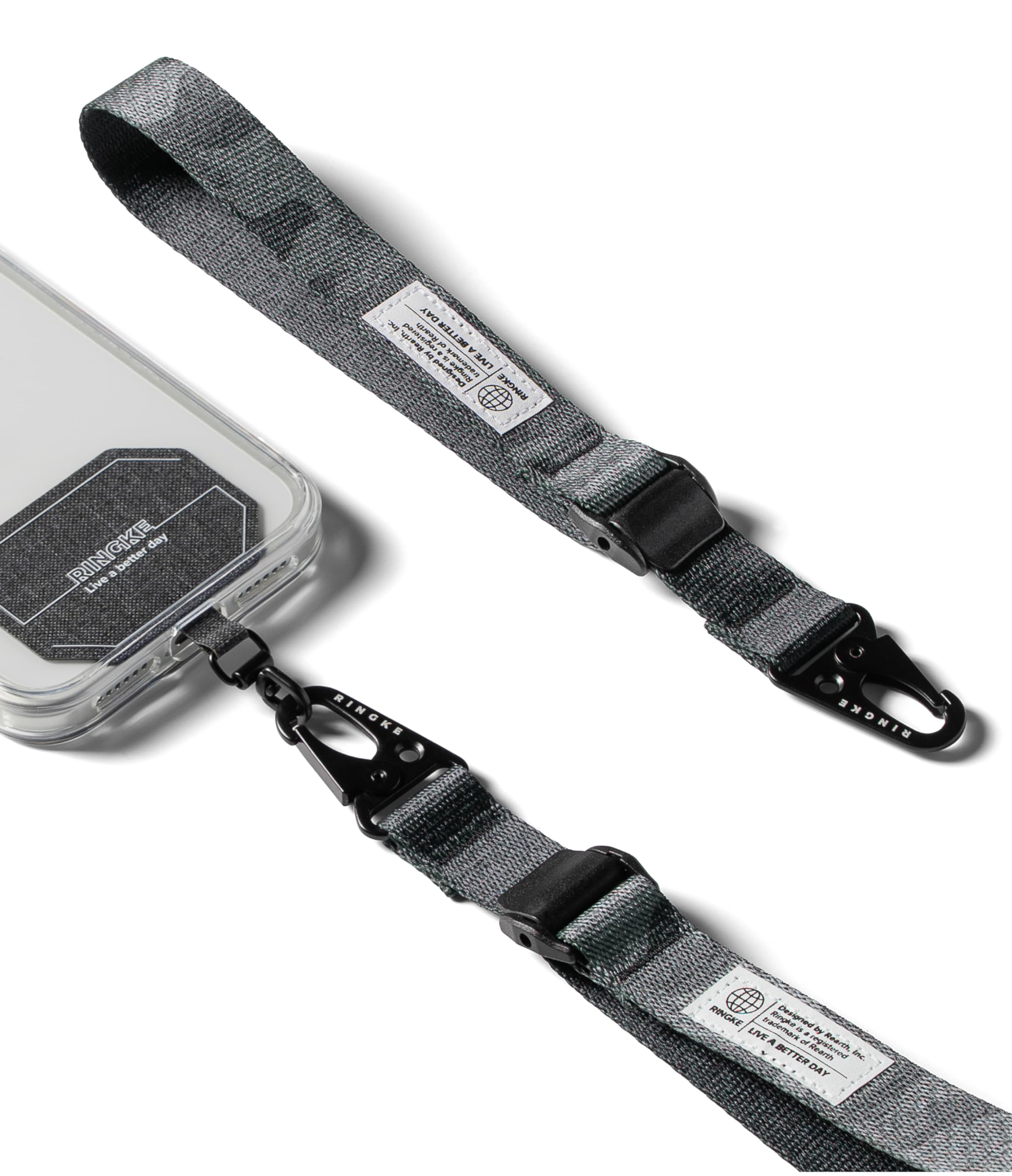 Ringke Holder Link Tactical Cam Buckle, Heavy Duty Anti-Tear Phone Hand Wrist Strap with Patch, Multi-Purpose Lanyard for Travel, Hiking, etc. - Camo Black-image-31
