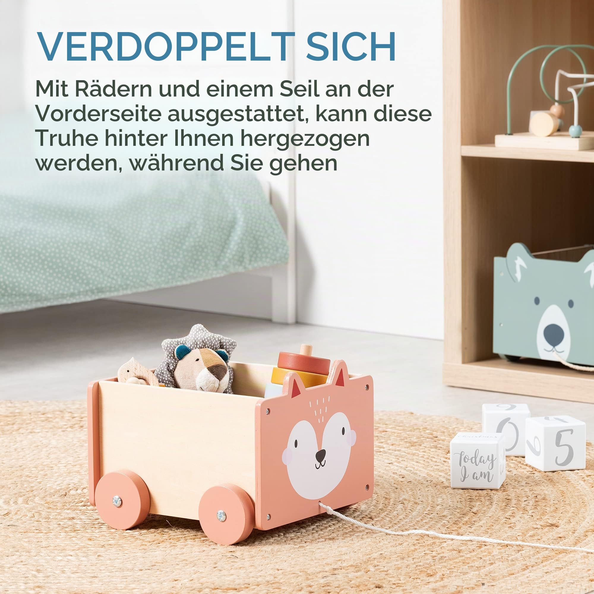 Navaris Spielzeugkiste Kiste Aufbewahrung für Spielzeug - Aufbewahrungsbox für Kinderzimmer - 26,4x20x25,8cm Spielkiste für Kinder